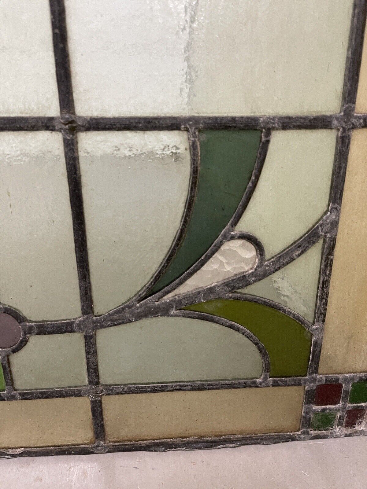 Reclaimed Leaded Light Stained Glass Art Nouveau Window Panel 680 x 615mm