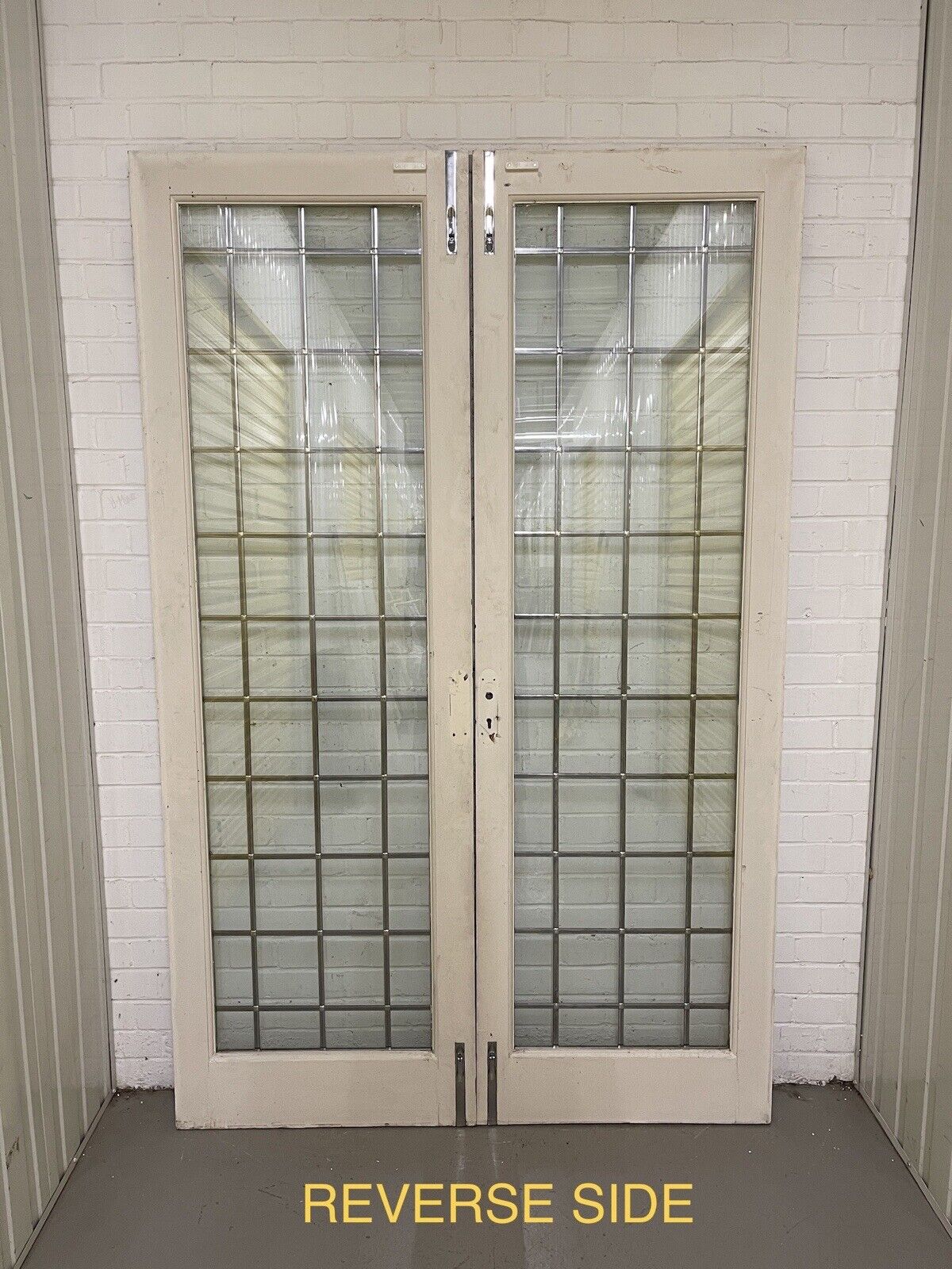 Reclaimed French Double Glazed Leaded Glass Wooden Double Doors 2125 x 1370mm