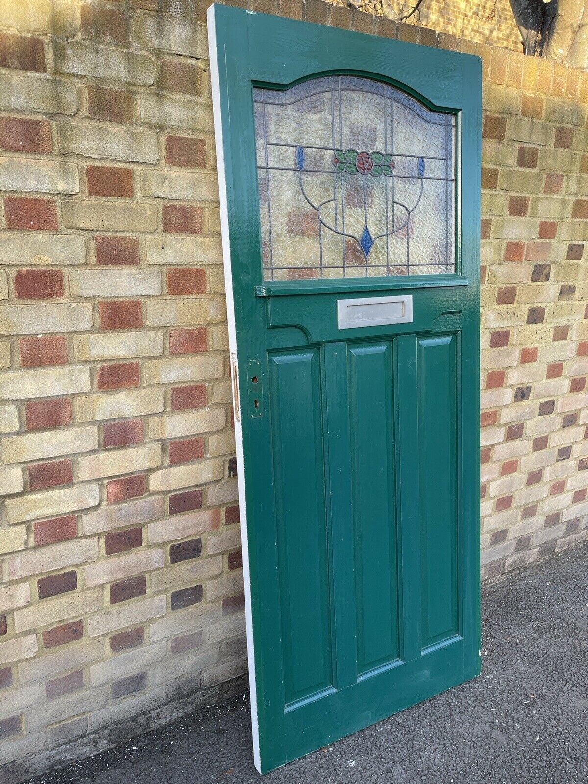 Wooden Panel External Front door With Stained Glass Panel 1963mm x 838mm