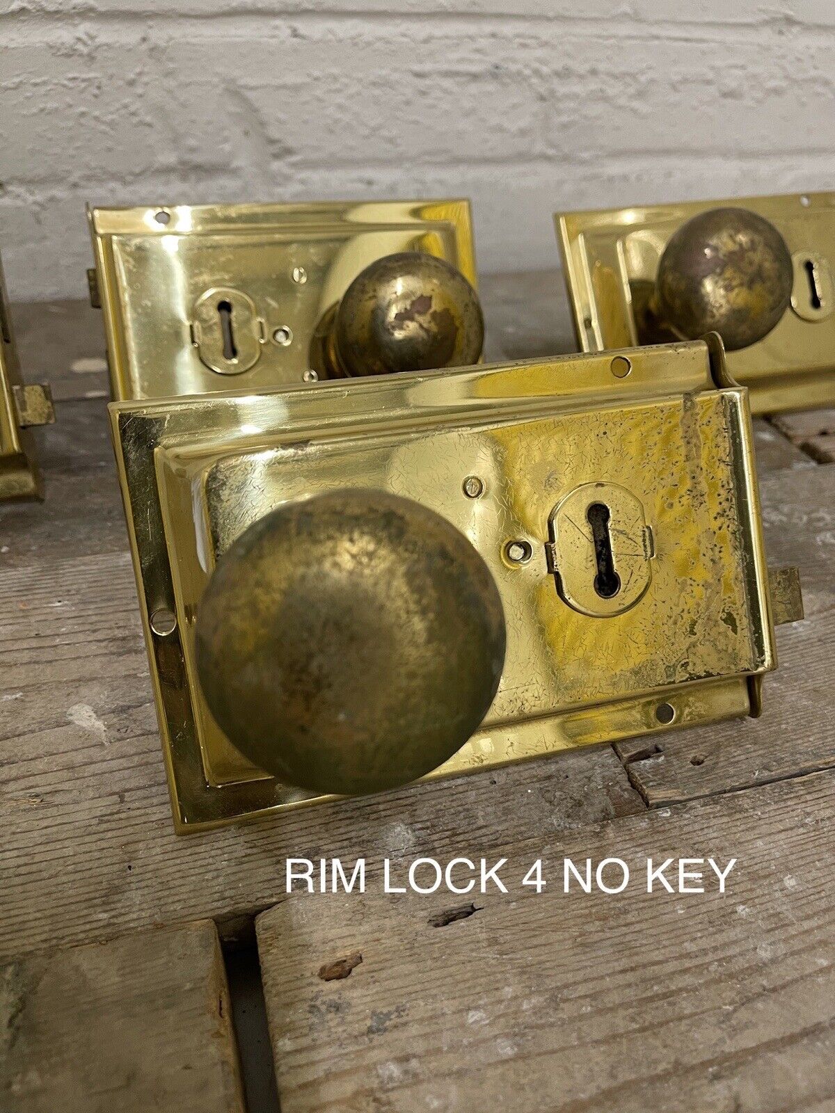 Job Lot Of 4 Reclaimed Antique Door Rim Locks With Door Handles NO KEYS