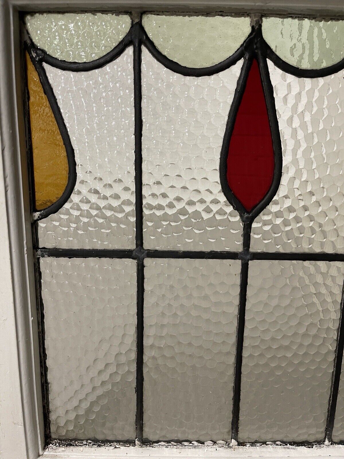 Reclaimed Leaded Light Stained Glass Window Panel 465 x 500mm