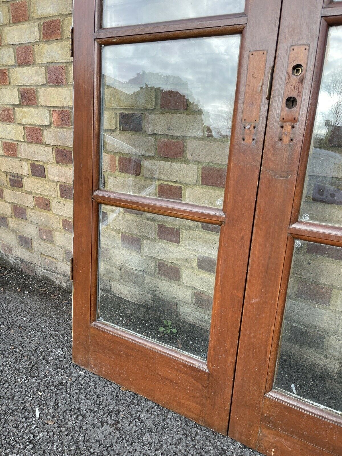 Reclaimed French Double Glazed Wooden Inter-locking Double Doors 1980mm x 1170mm