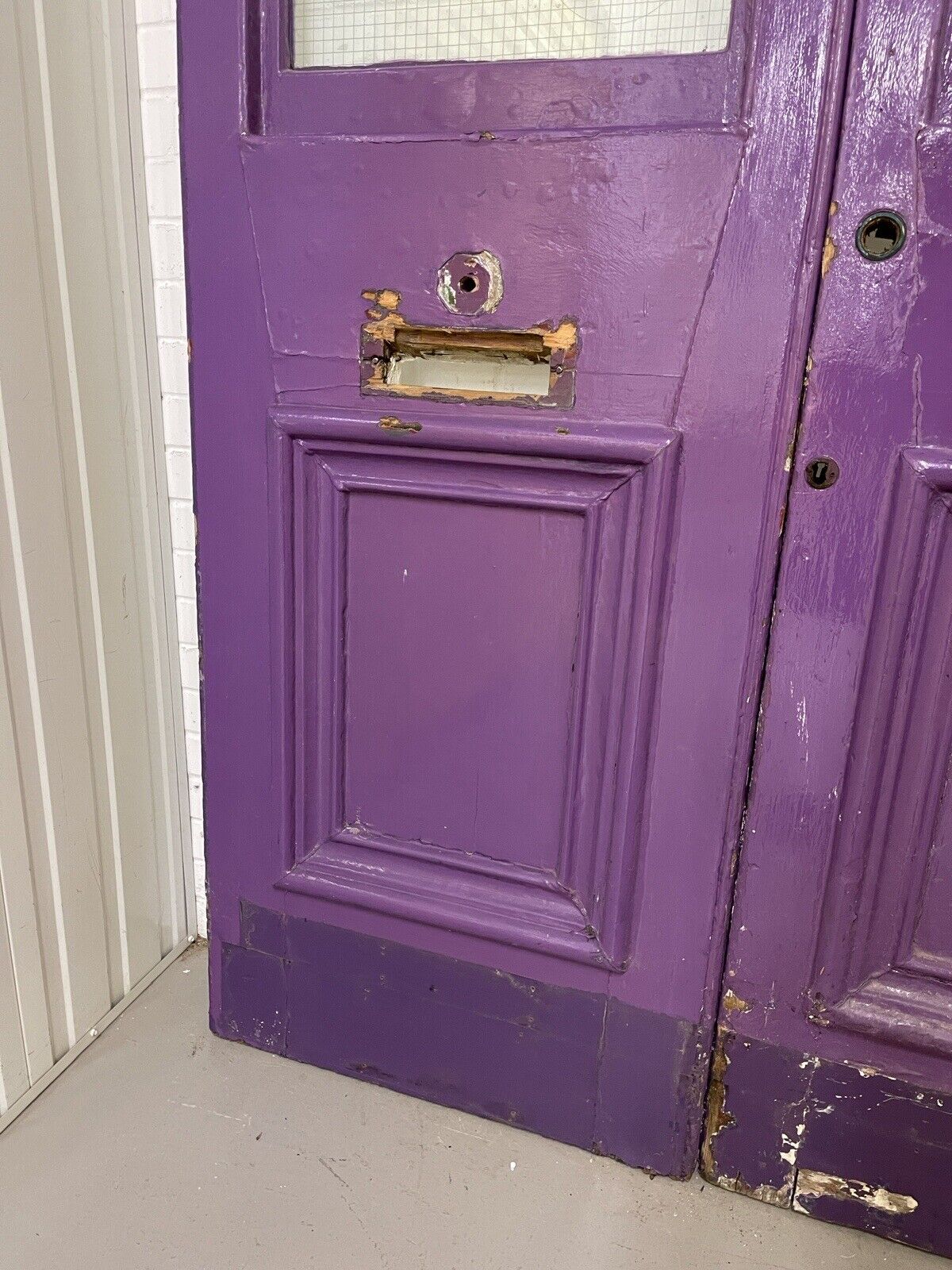 Reclaimed Old Large French Safety Glass Wooden Double Doors 2430 x 1430mm