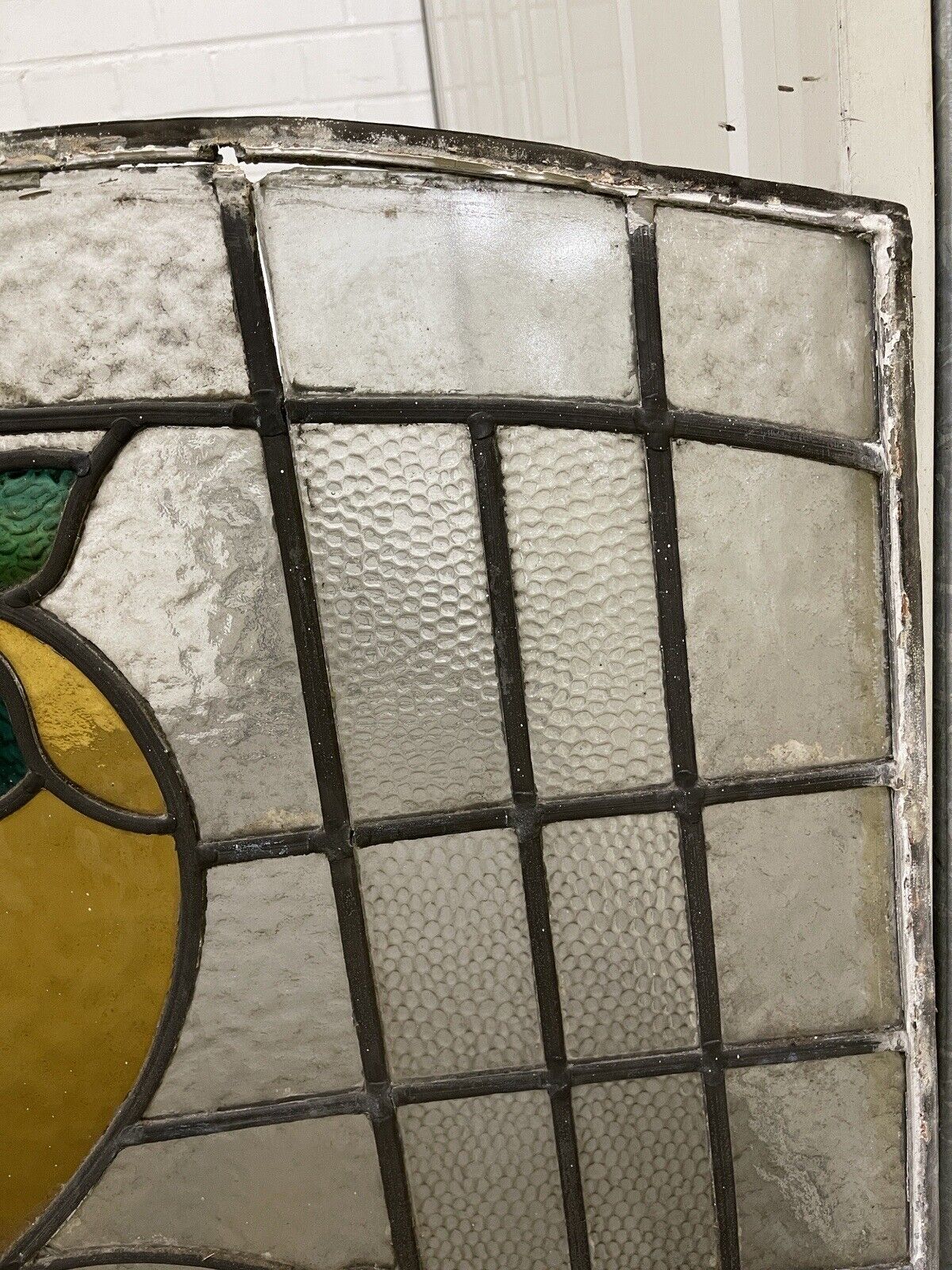 Reclaimed Fanlight Leaded Light Stained Glass Art Nouveau Window Panel