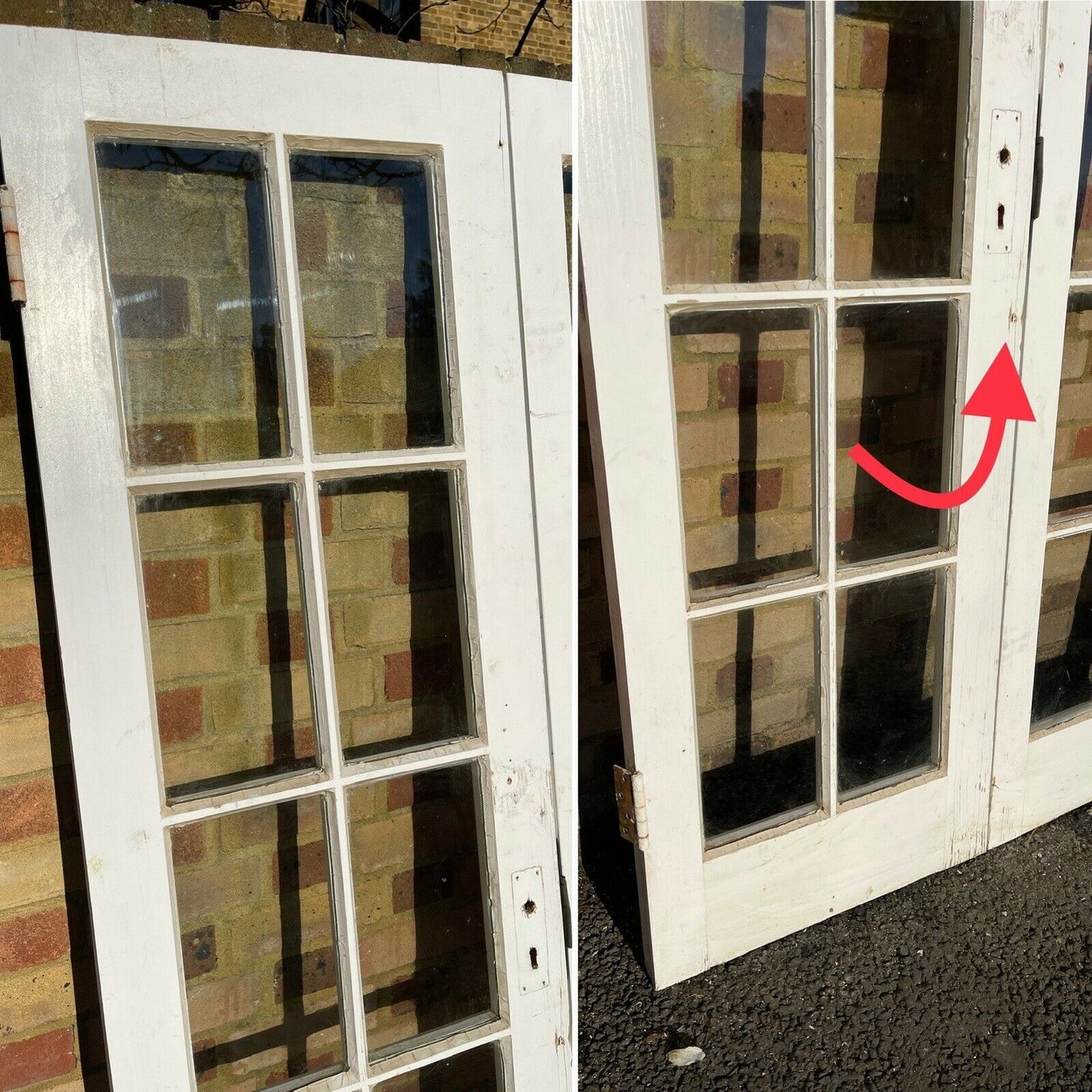 Reclaimed French Single Panel Glass Wooden Double Doors 1980 x 1105mm
