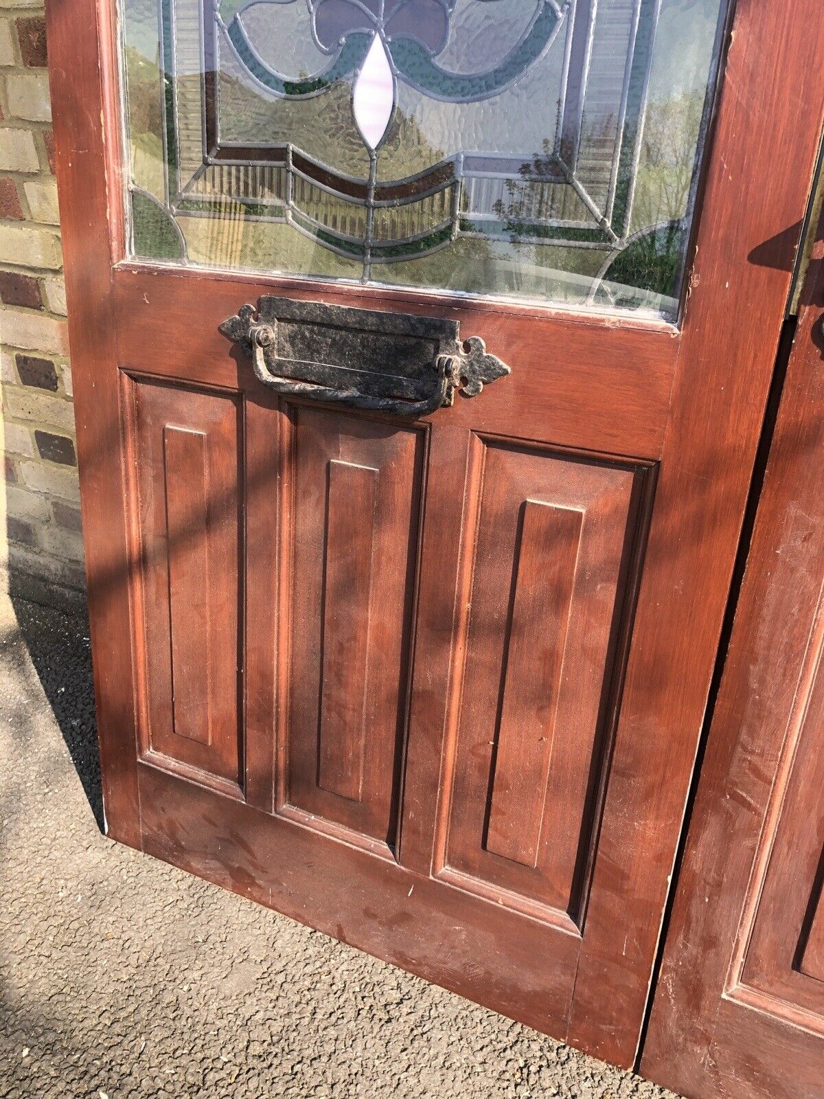 Reclaimed Old French Stained Glass Wooden Double Doors 2020 x 1695mm