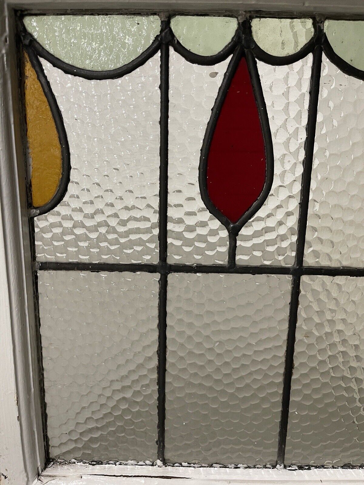 Reclaimed Leaded Light Stained Glass Window Panel 430 x 505mm