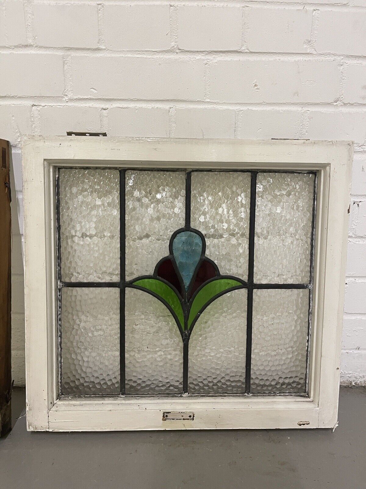 Reclaimed Leaded Light Stained Glass Art Nouveau Wooden Window Panel
