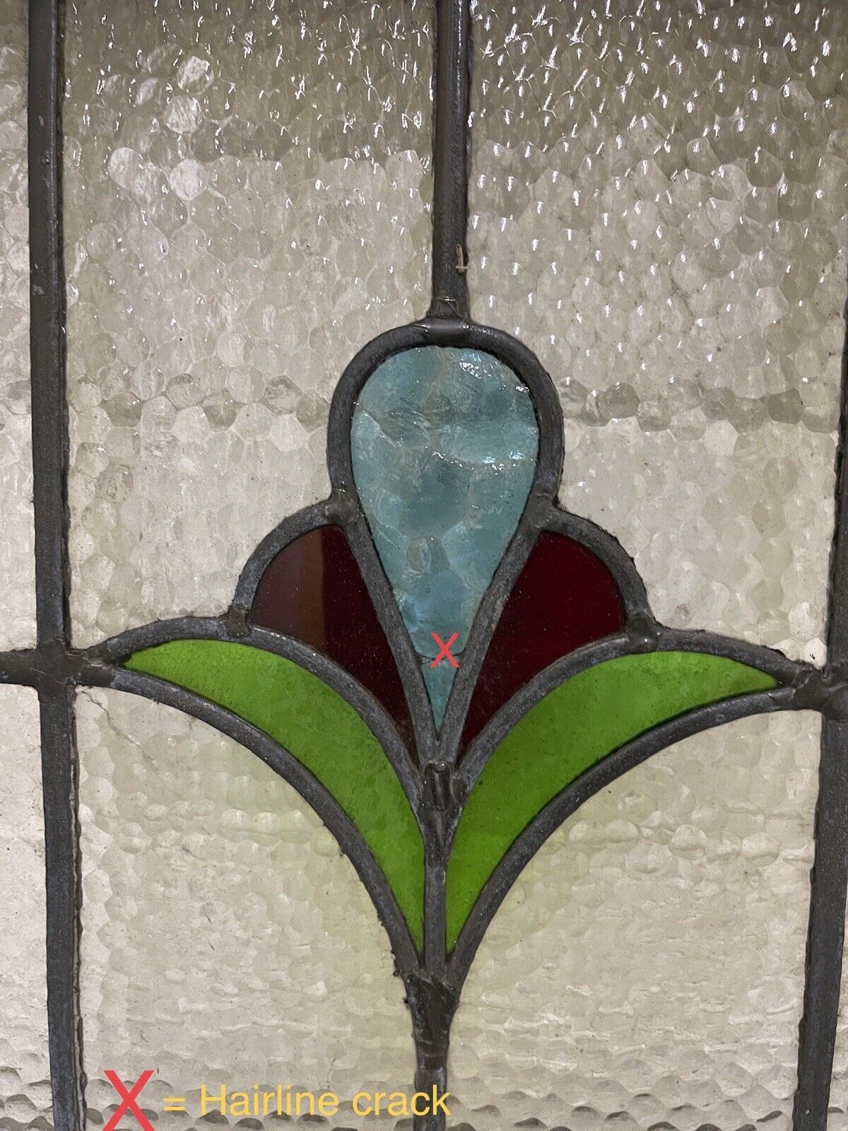 Reclaimed Leaded Light Stained Glass Art Nouveau Wooden Window Panel