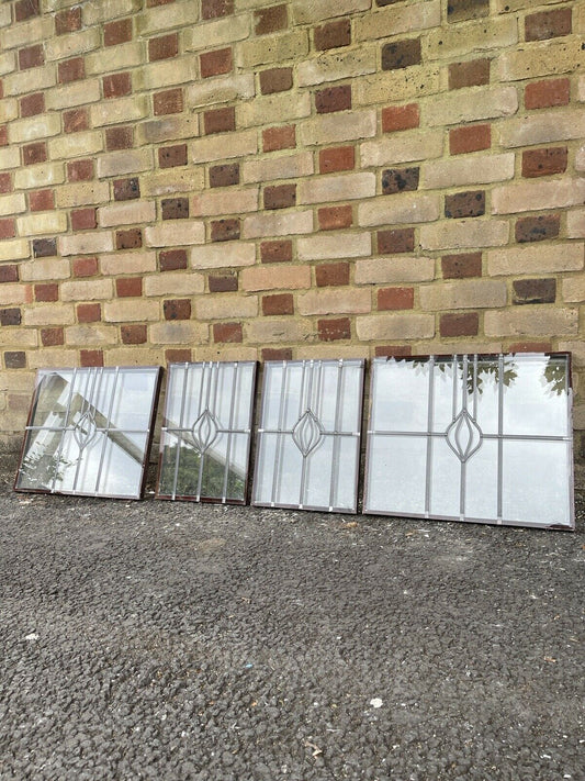 Job Lot Of Four Leaded Light Double Glazed Stained Glass Panes Panels