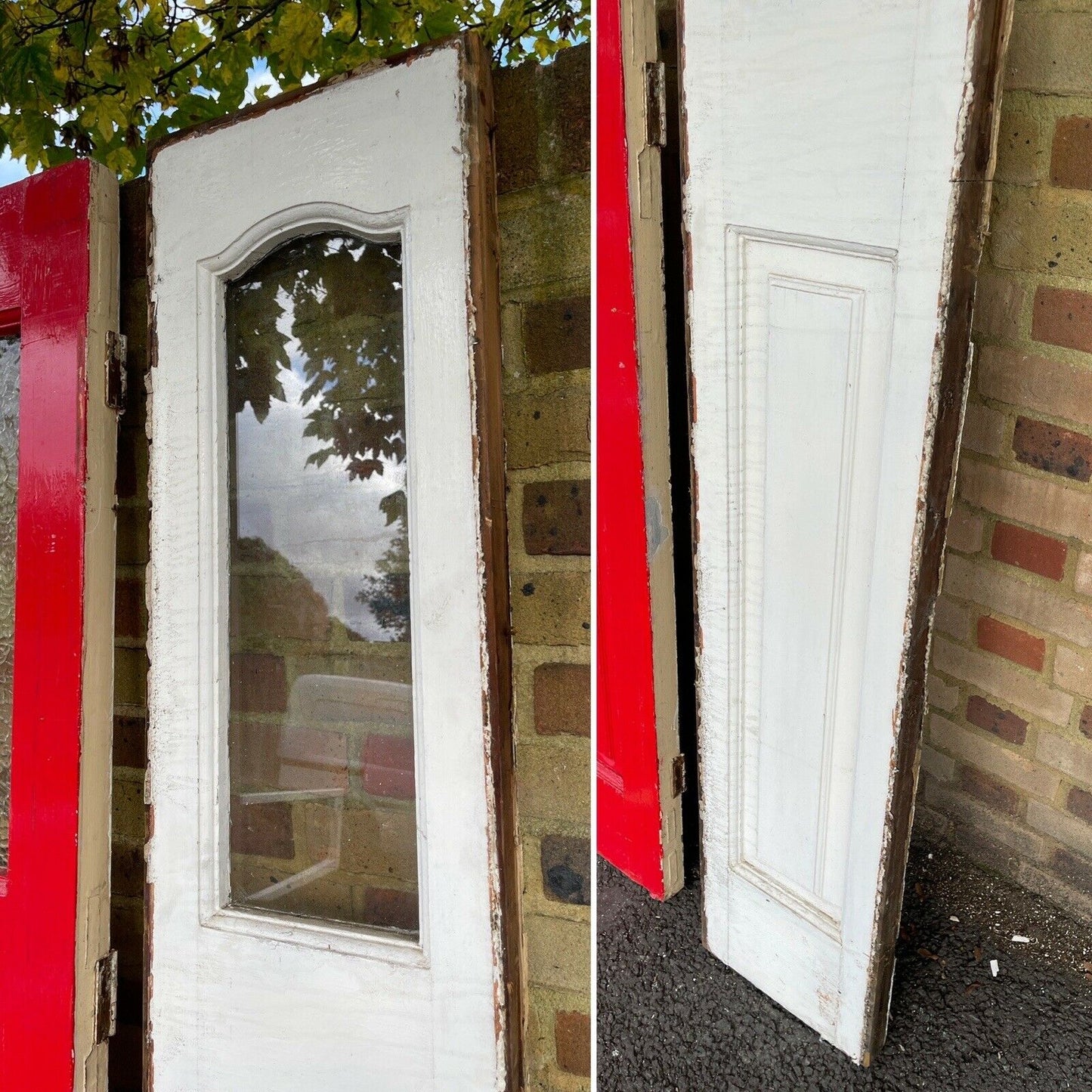Reclaimed Victorian Edwardian Wooden Panel External Front Door With Surround