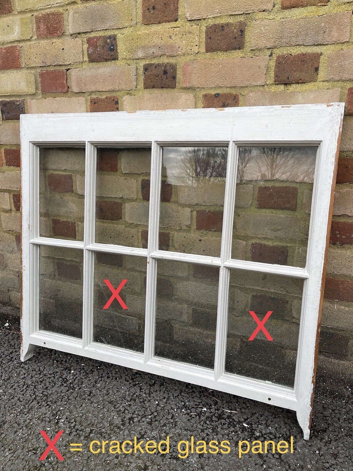 Reclaimed Old Georgian 8 Panel Wooden Window 910 x 795mm