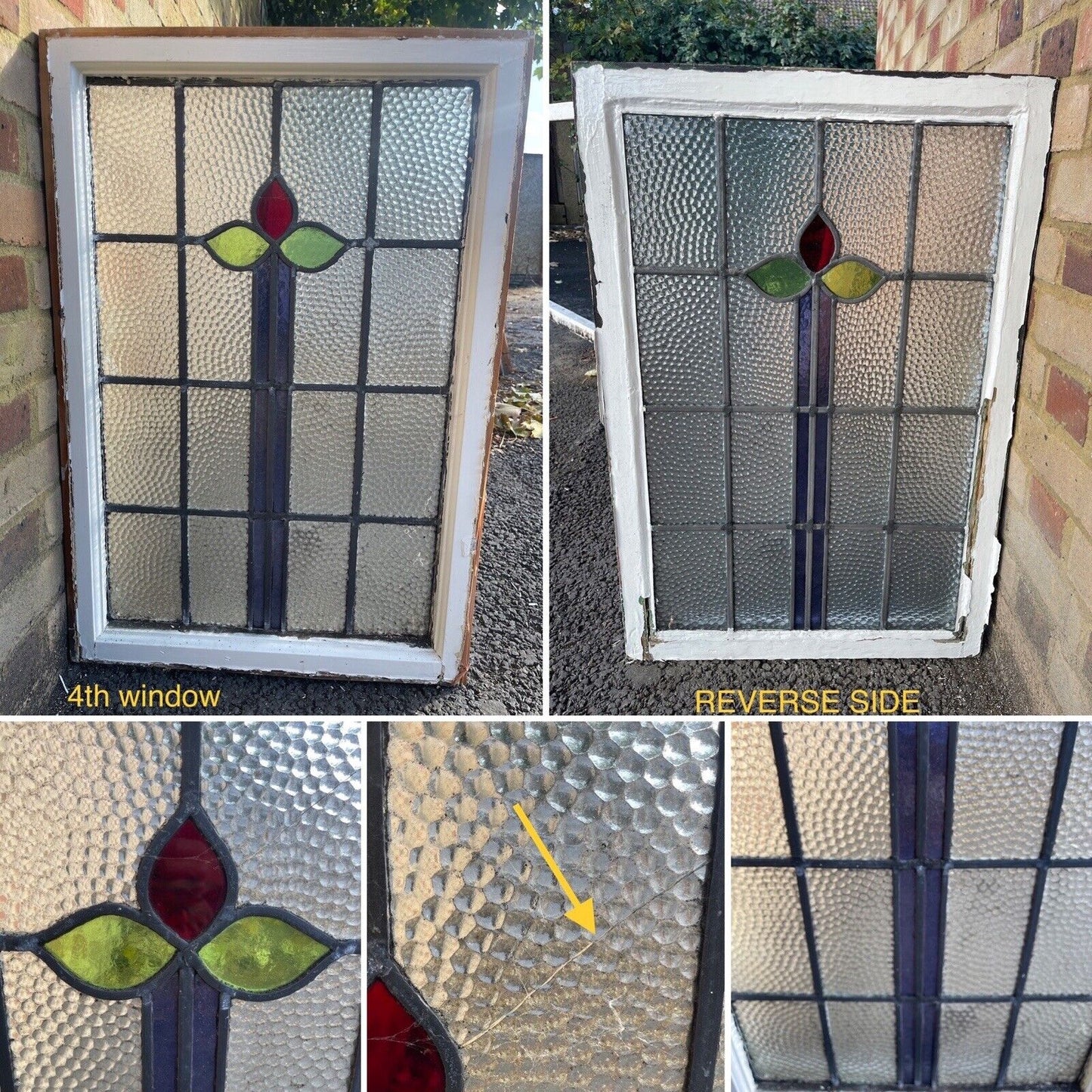 A Set Of Reclaimed Leaded Light Stained Glass Art Nouveau Window Panels