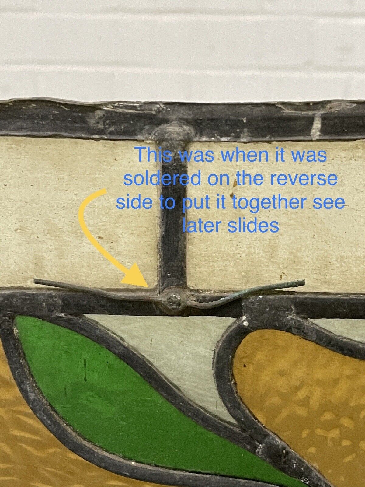 Reclaimed Leaded Light Stained Glass Art Nouveau Window Panel 680 x 655mm