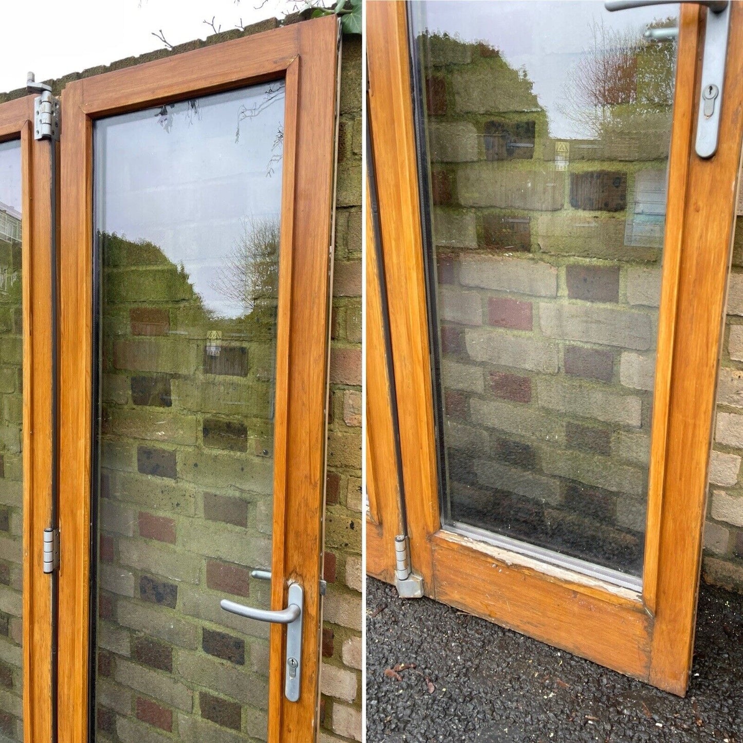 Solid Oak Double Glazed Bifold Sliding External Doors NO FRAME 1970 x 1710mm