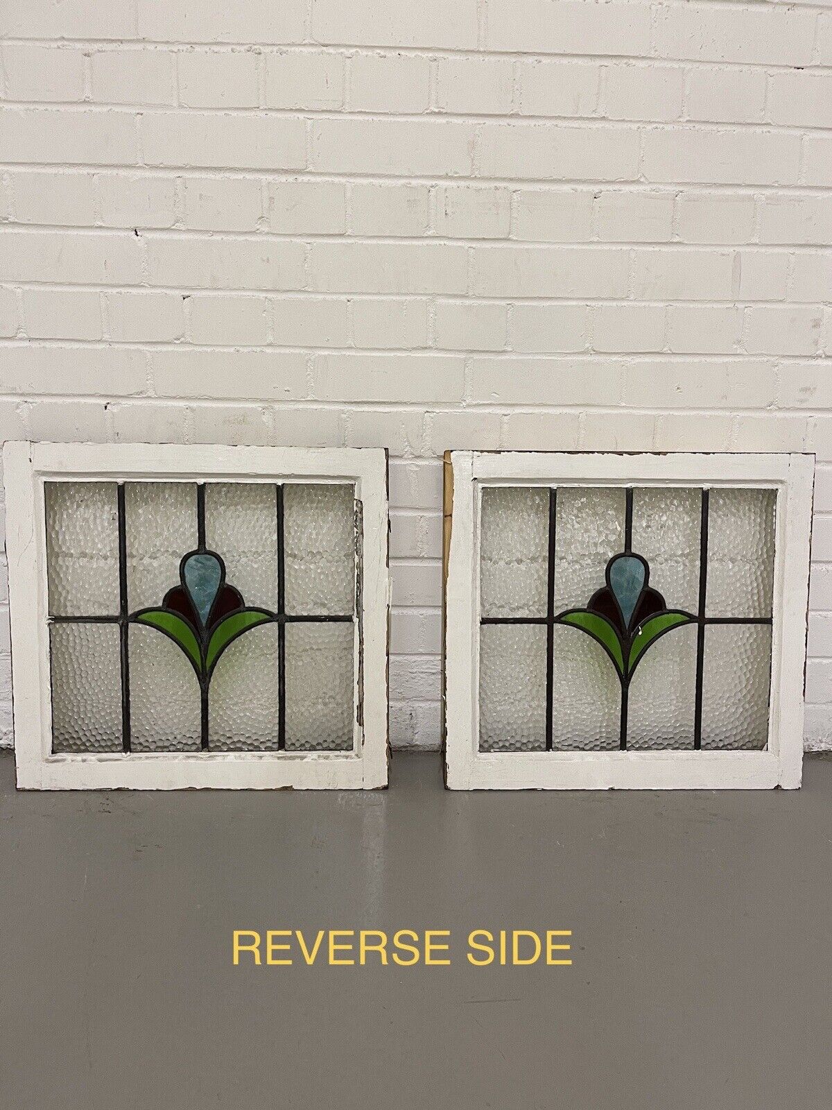 Reclaimed Leaded Light Stained Glass Art Nouveau Wooden Window Panel