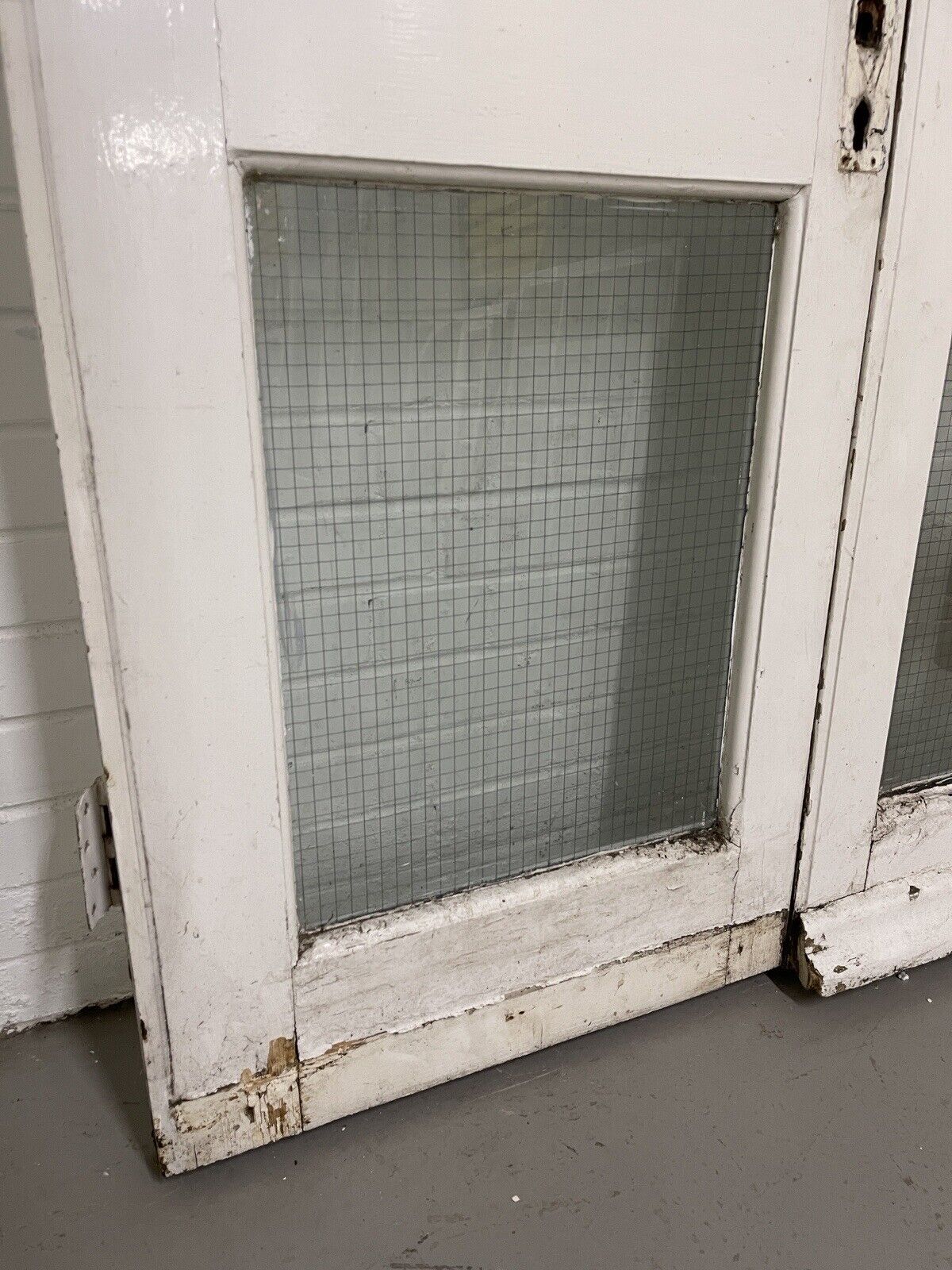 Reclaimed Old French Single Panel SAFETY Glass Wooden Double Doors 1225 x 1970mm