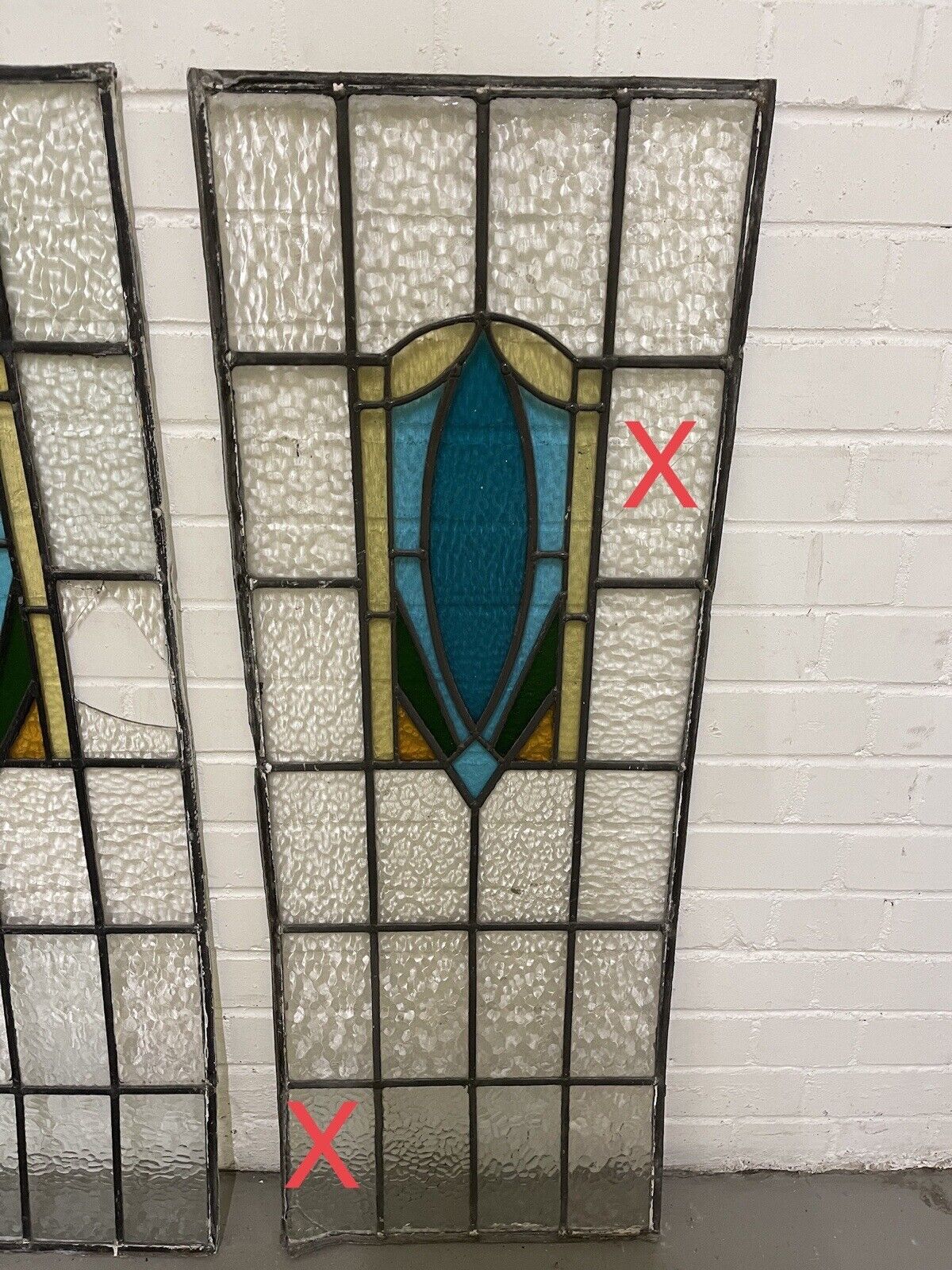Reclaimed Art Nouveau Leaded Light Stained Glass Surround Panels