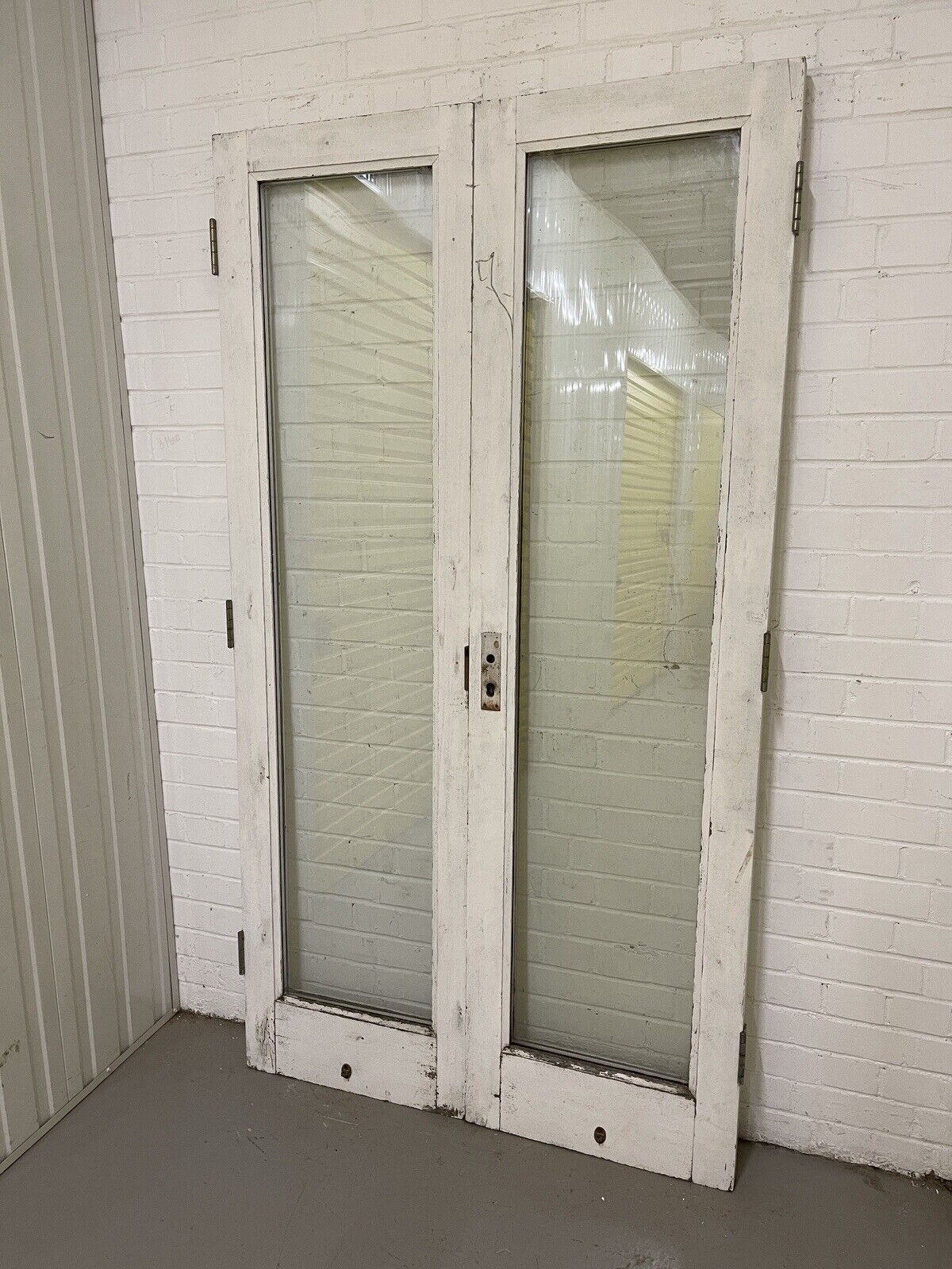 Reclaimed Old French Double Glazed Glass Wooden Double Doors 2005 x 1110mm