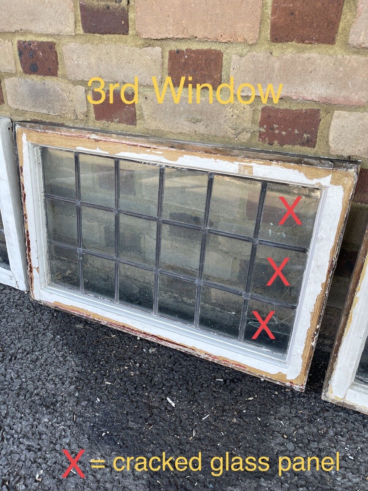 Job Lot Of 4 Reclaimed Leaded Light Panel Wooden Windows