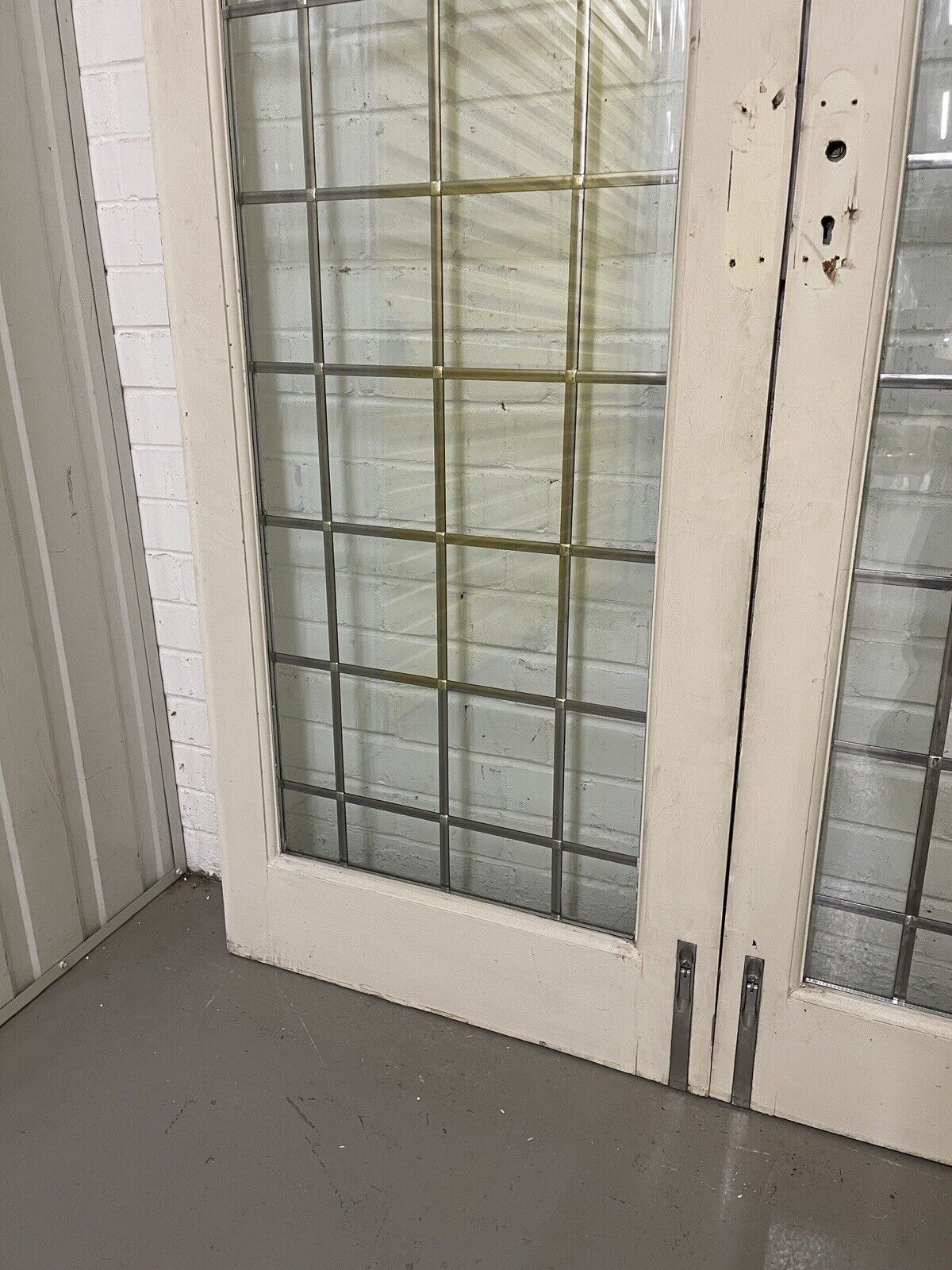 Reclaimed French Double Glazed Leaded Glass Wooden Double Doors 2125 x 1370mm
