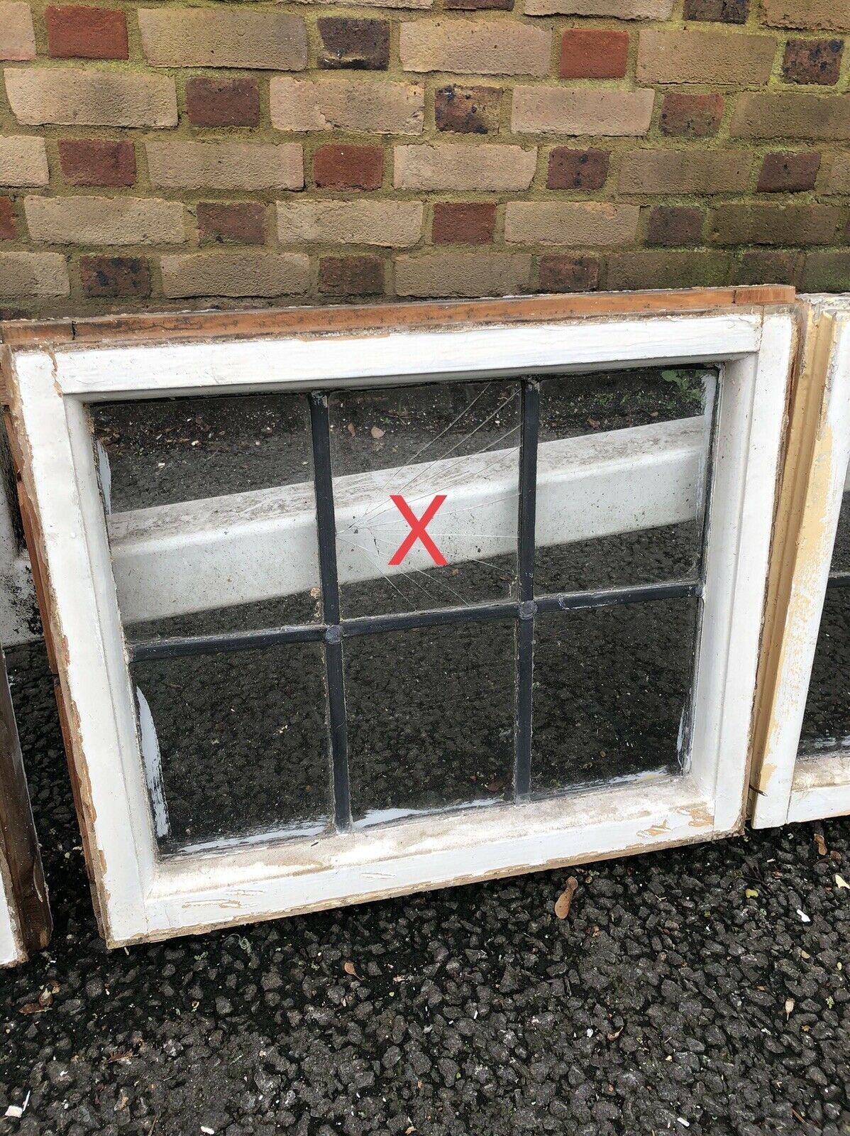 Job Lot Of Four Small Reclaimed Leaded Light Panel Wooden Windows