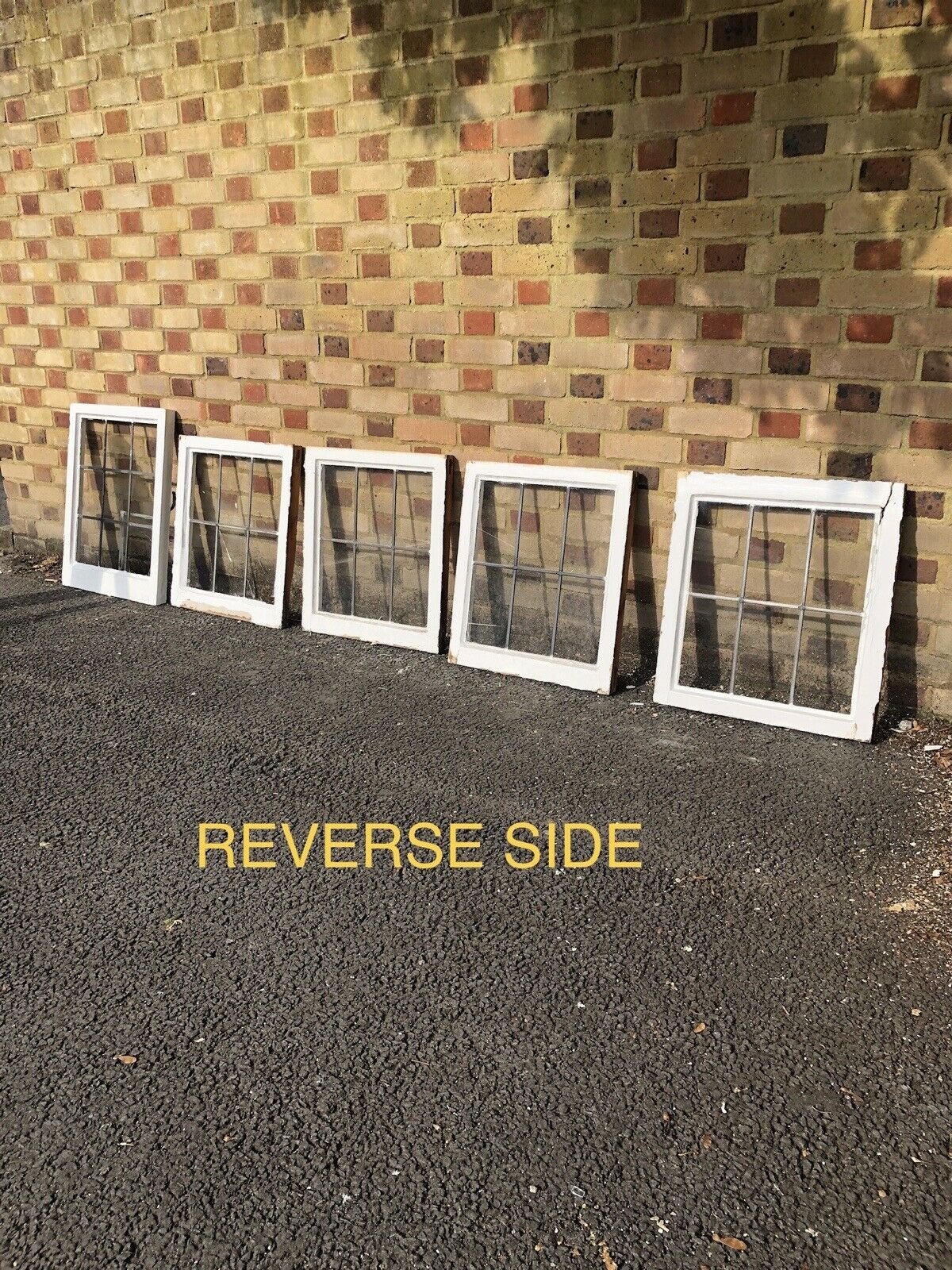 Job Lot Of 5 Reclaimed Leaded Light Panel Wooden Windows
