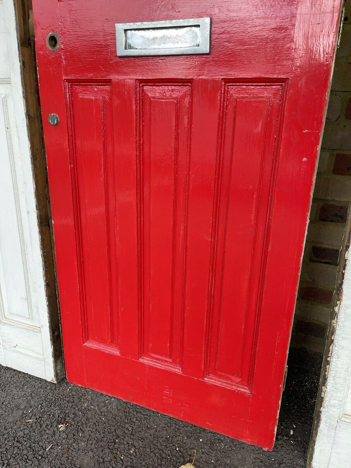 Reclaimed Victorian Edwardian Wooden Panel External Front Door With Surround