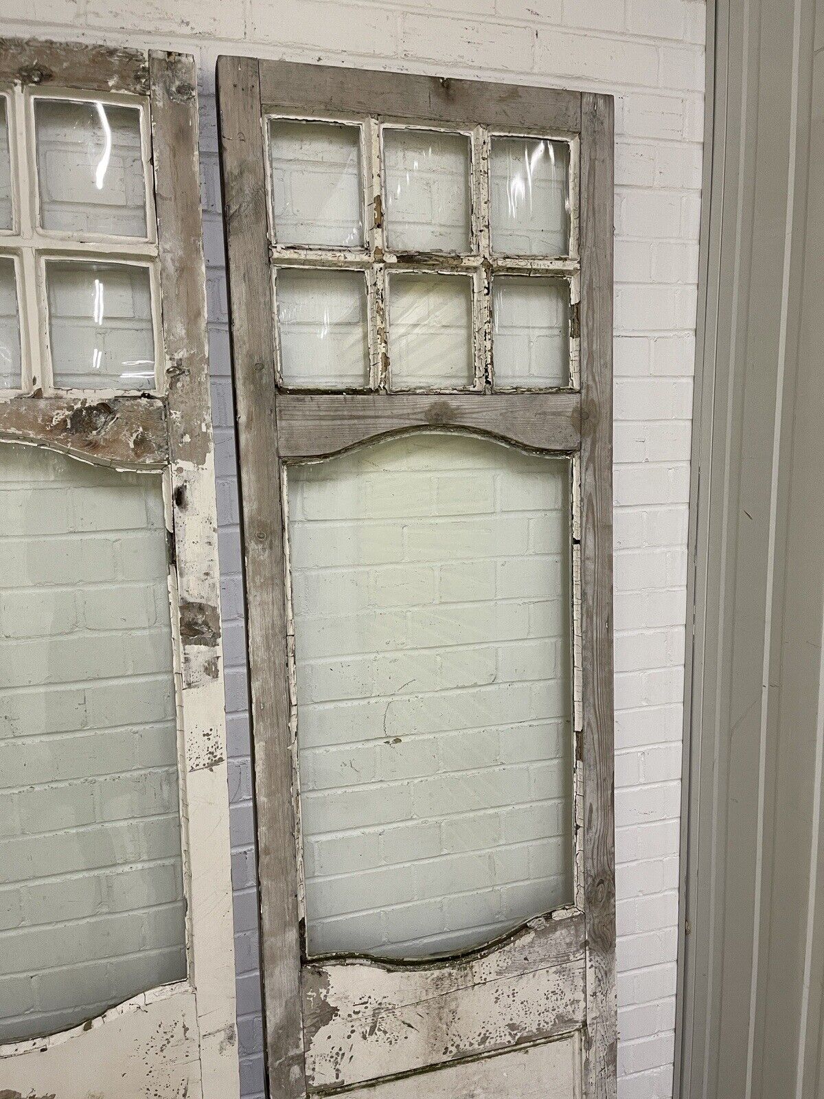 Reclaimed Georgian French Single Panel Glass Wooden Double Doors 2040 x 1245mm