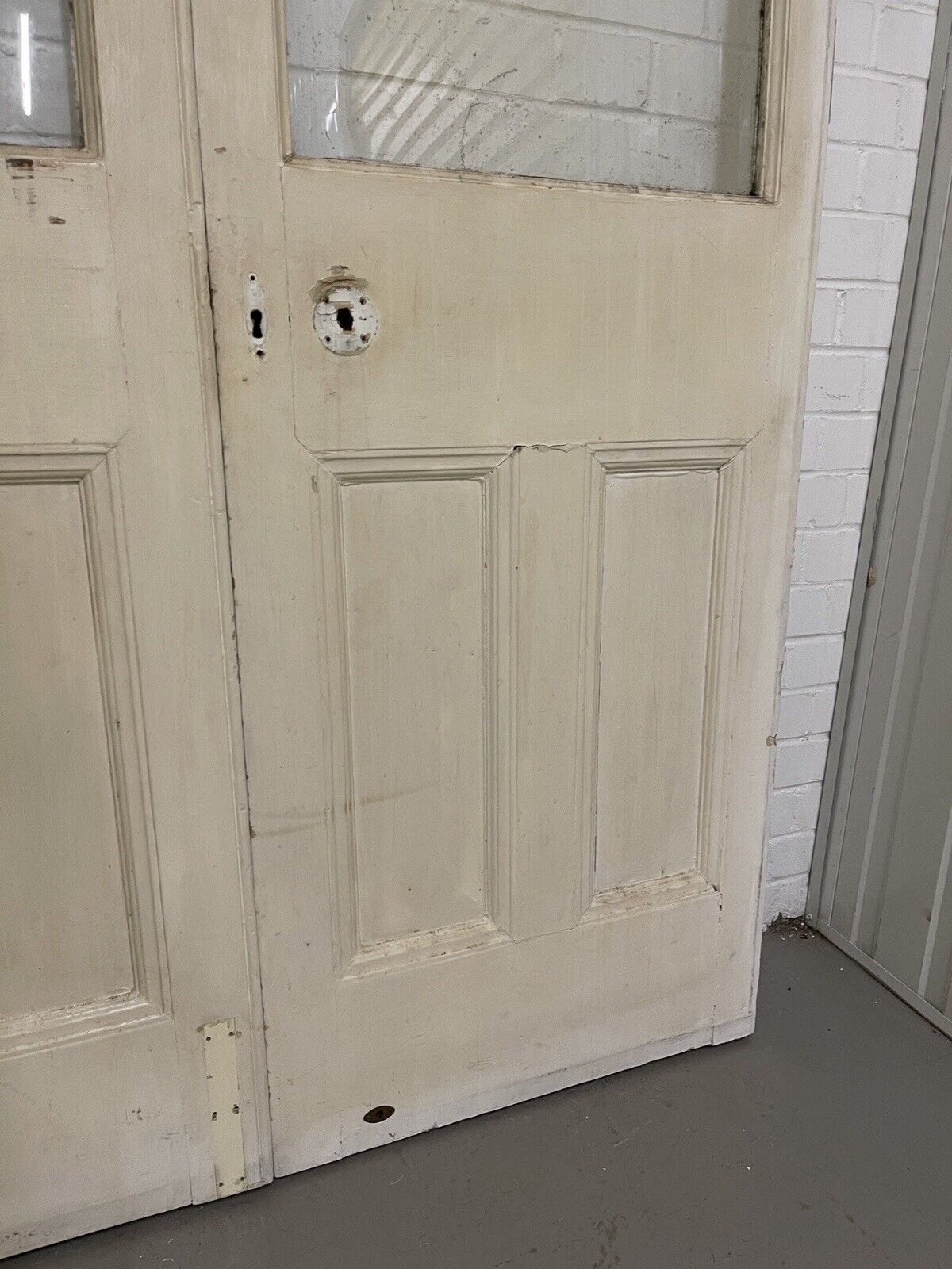 Reclaimed Old French Single Panel Glass Wooden Double Doors 2155 x 1243mm