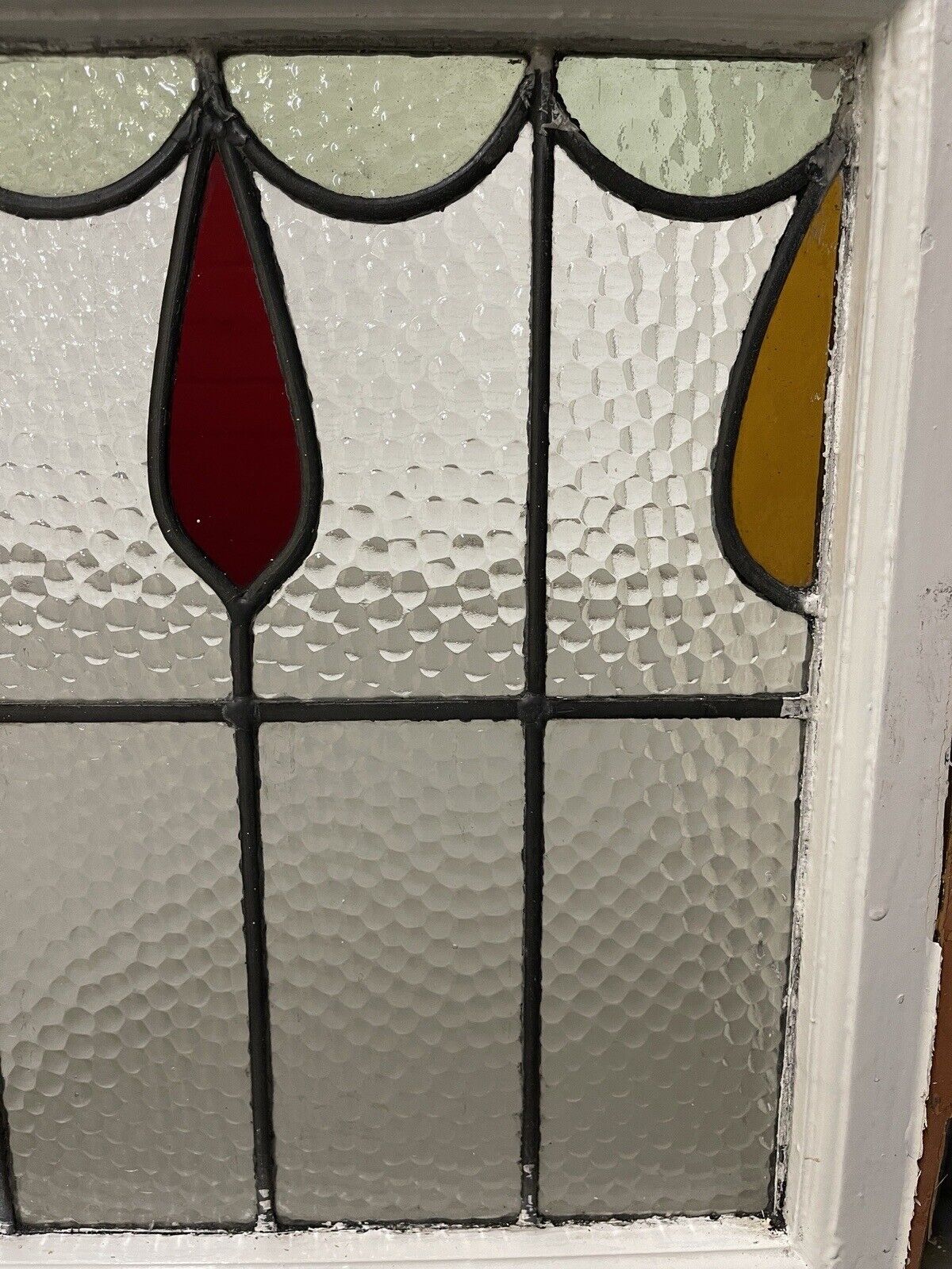 Reclaimed Leaded Light Stained Glass Window Panel 470 x 505mm