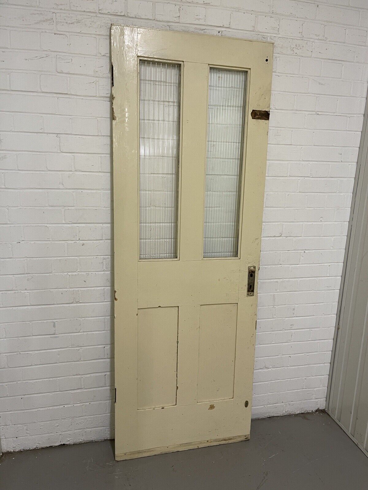 Reclaimed Reeded Glass Victorian Pine Internal 4 panel Door 1960 x 705mm
