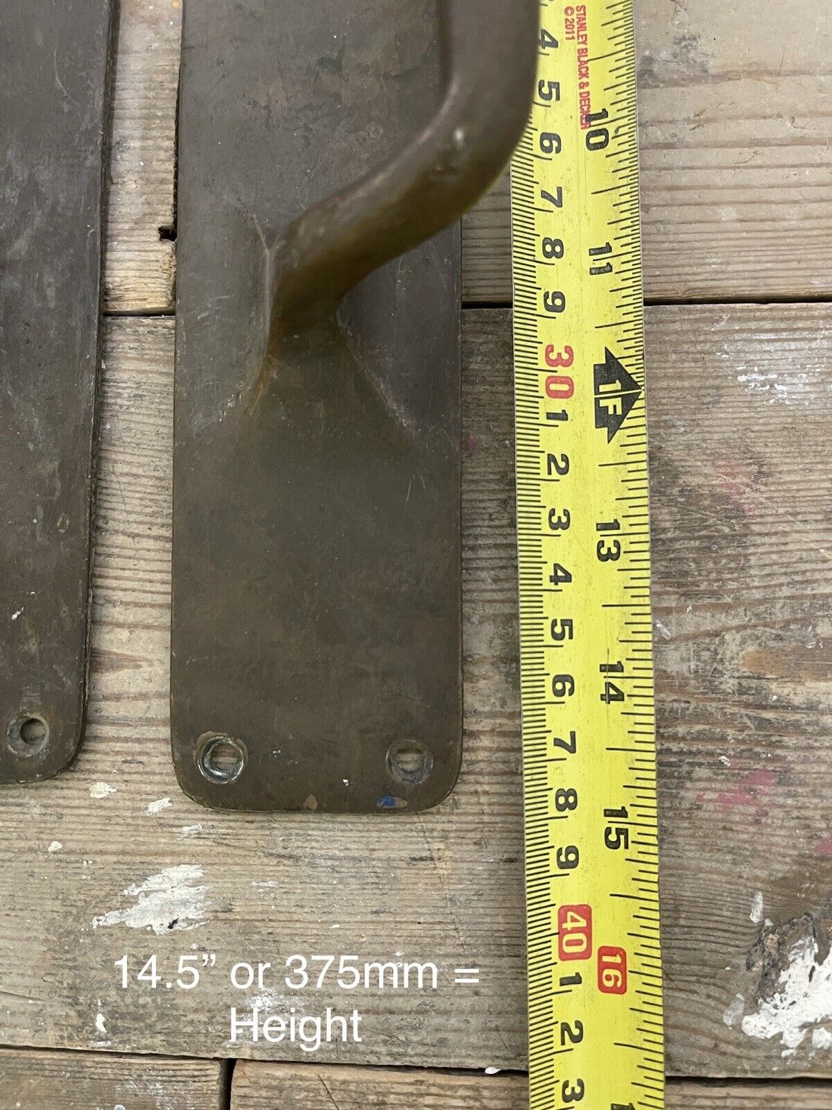 Pair Of Large Reclaimed Antique Phosphur Bronze Brass Door Handles 375mm
