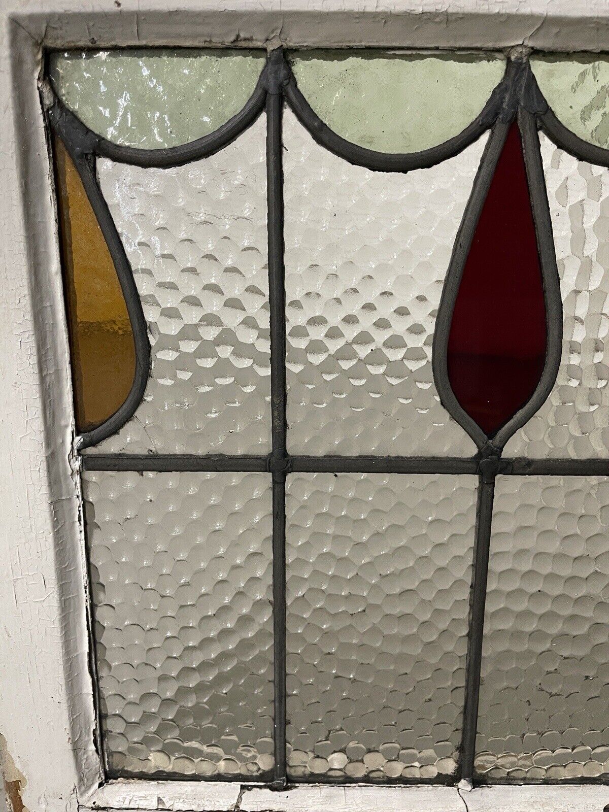 Reclaimed Leaded Light Stained Glass Window Panel 470 x 455mm
