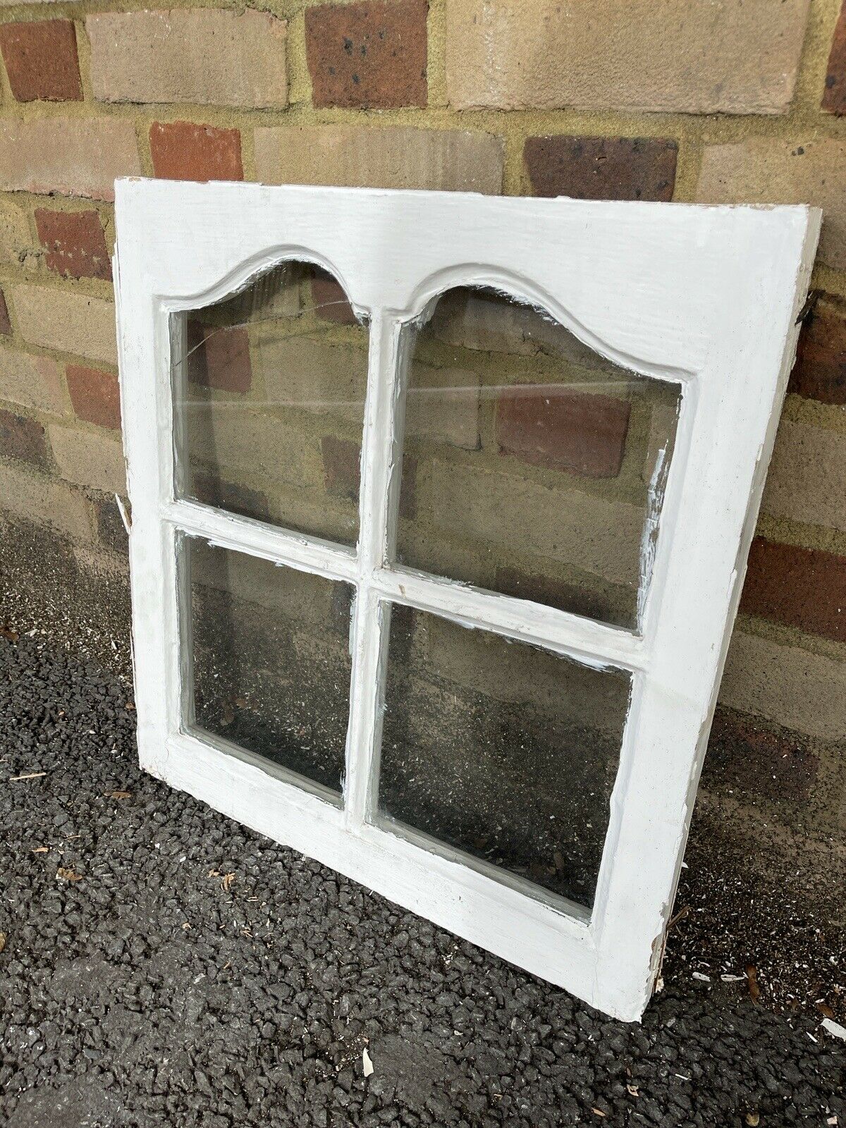 Reclaimed Old Edwardian Arch Sash Wooden Window 555 x 530mm