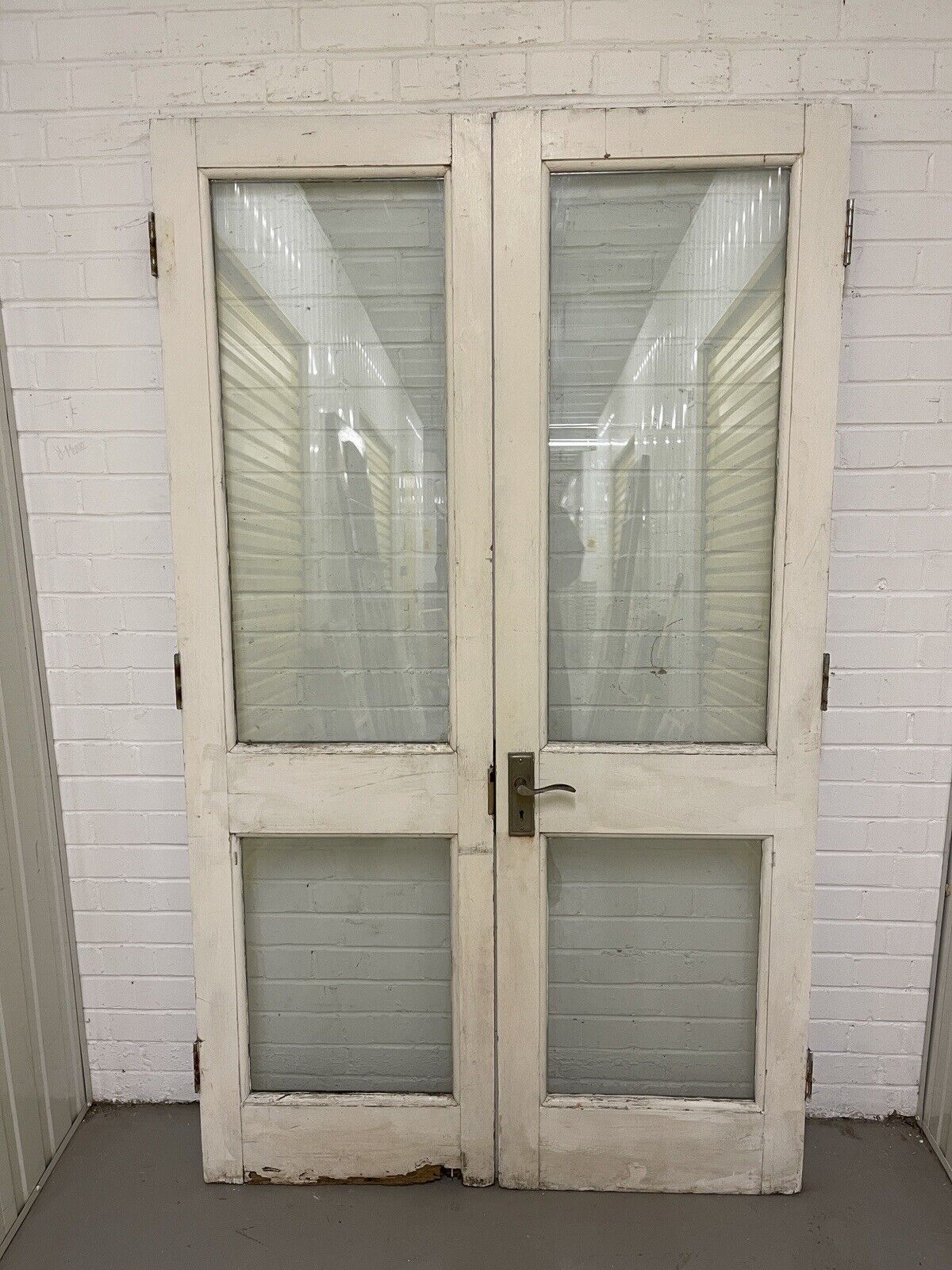 Reclaimed Old French Double Glazed Glass Wooden Double Doors 1170 x 1980mm