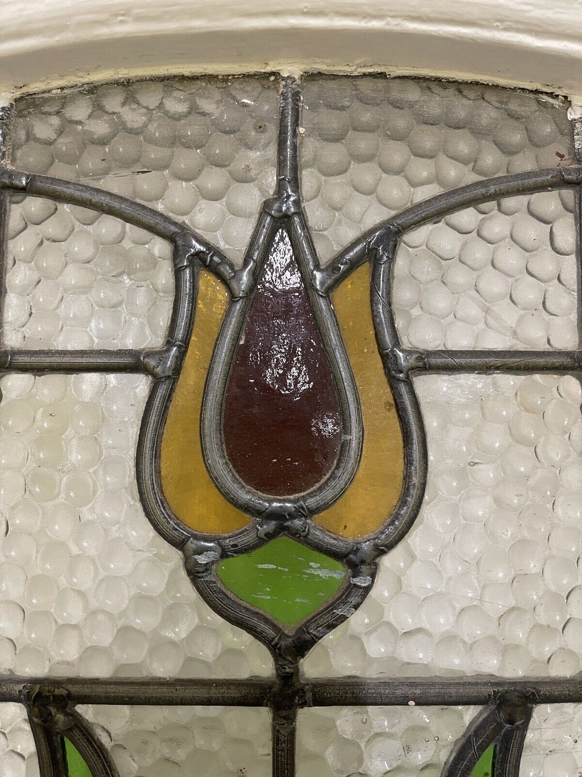 Reclaimed Victorian Edwardian Wooden Panel Stained Glass Front Door 2076 x 860mm