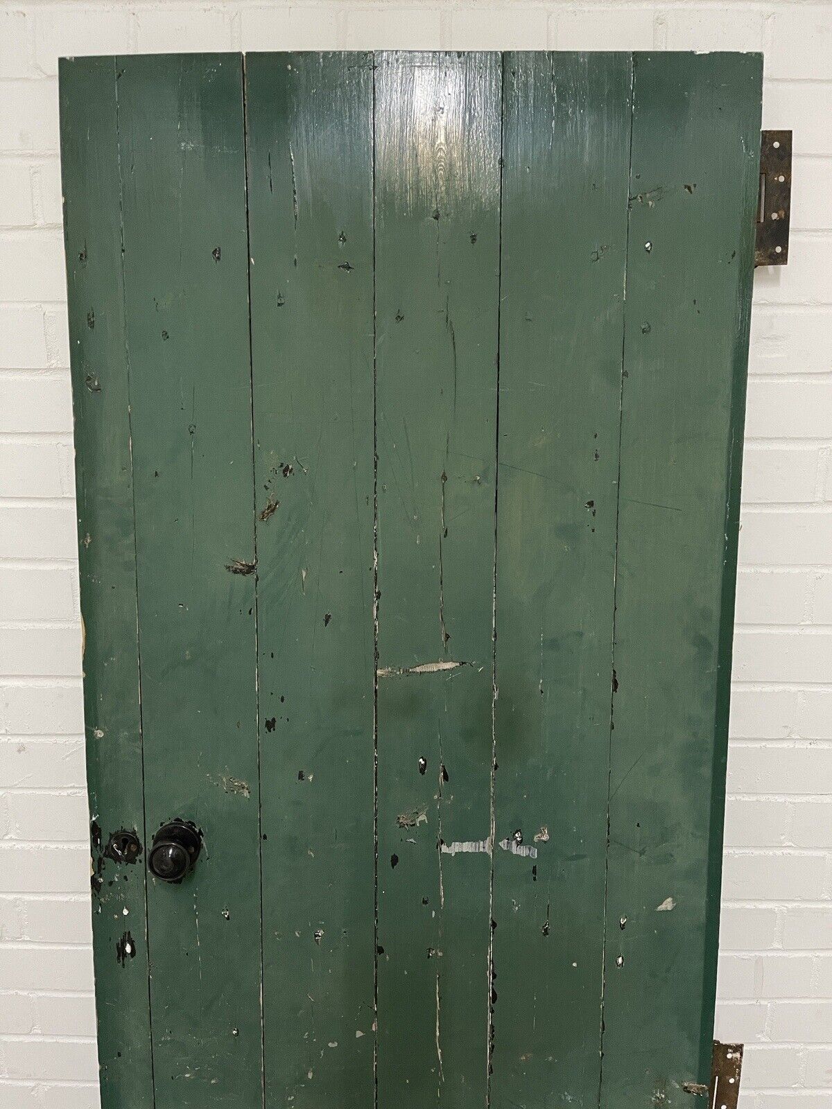 Reclaimed Wooden Plank Ledge Brace Door With Hinges Rim Lock No Key 1870 x 750mm