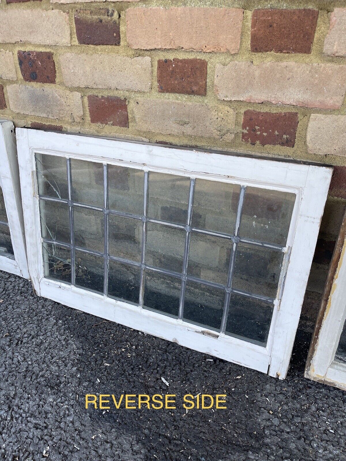 Job Lot Of 4 Reclaimed Leaded Light Panel Wooden Windows