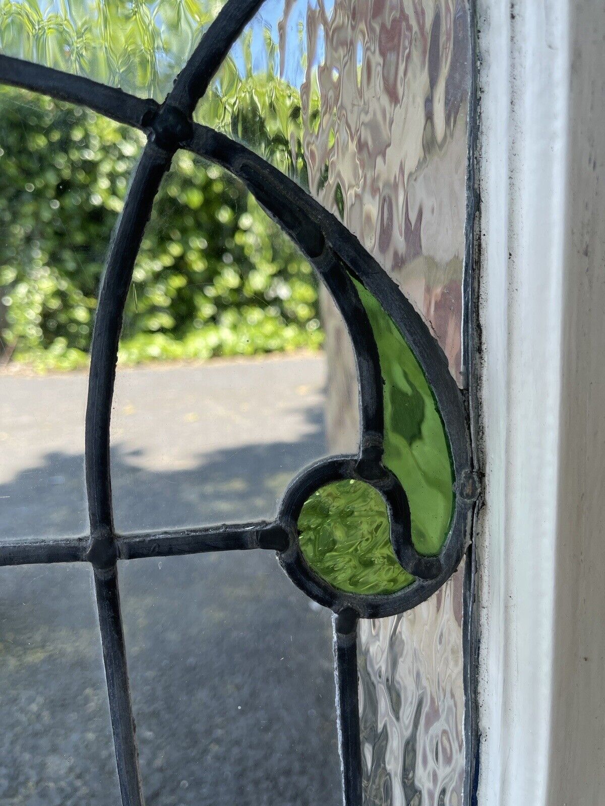 Reclaimed Leaded Light Stained Glass Art Nouveau Window Panel 835 x 530mm