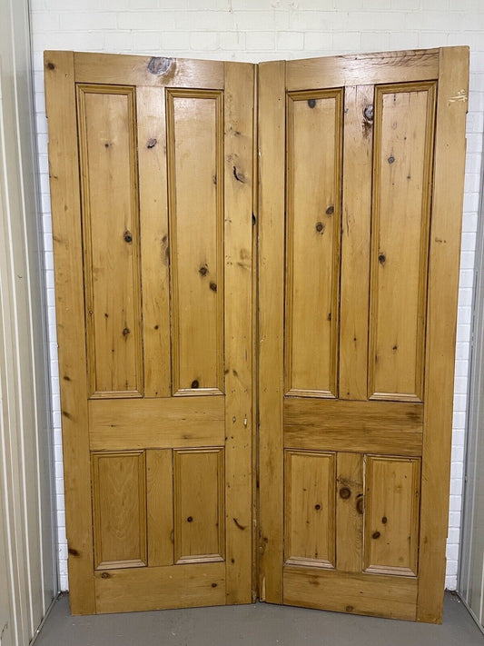 Reclaimed Victorian Pair French Pine Internal 4 panel Door 2250 or 2060 x 1567mm