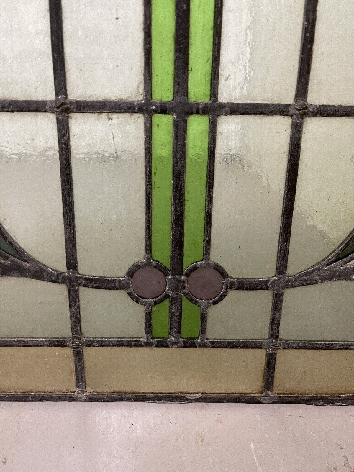 Reclaimed Leaded Light Stained Glass Art Nouveau Window Panel 680 x 615mm