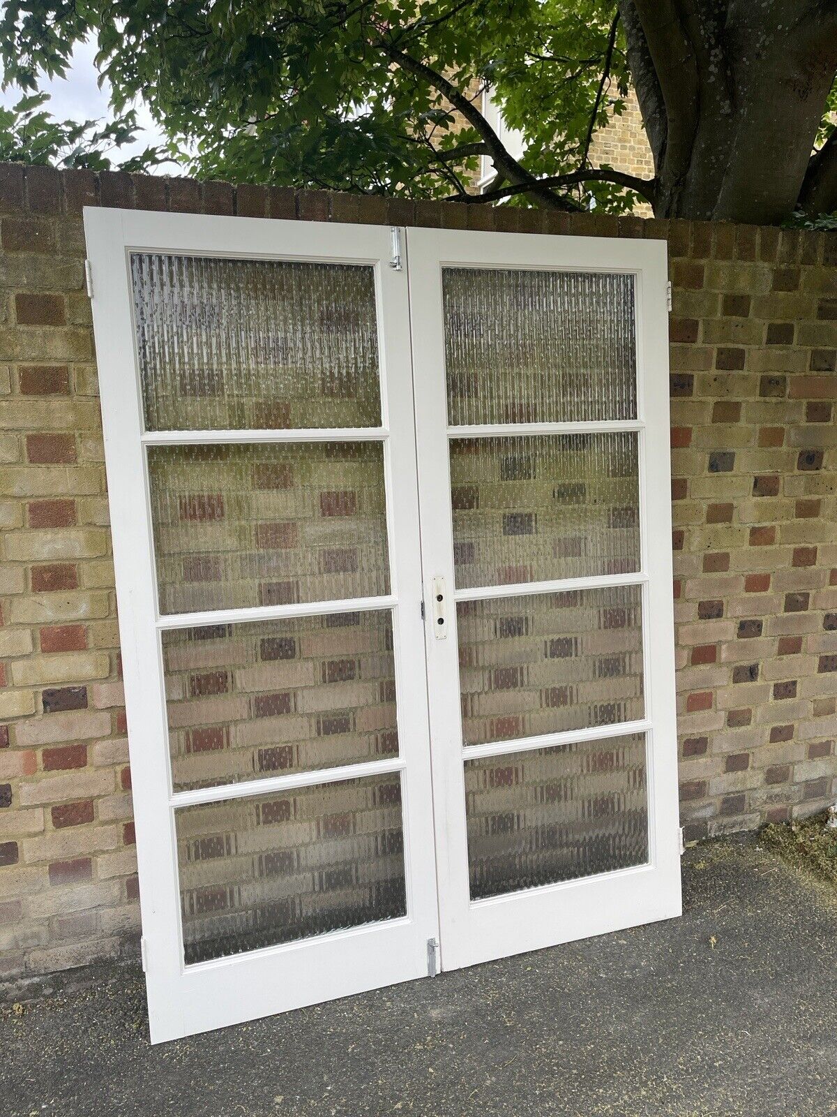 Reclaimed Reeded Glass Internal Or External French Doors 1954 x 1515mm