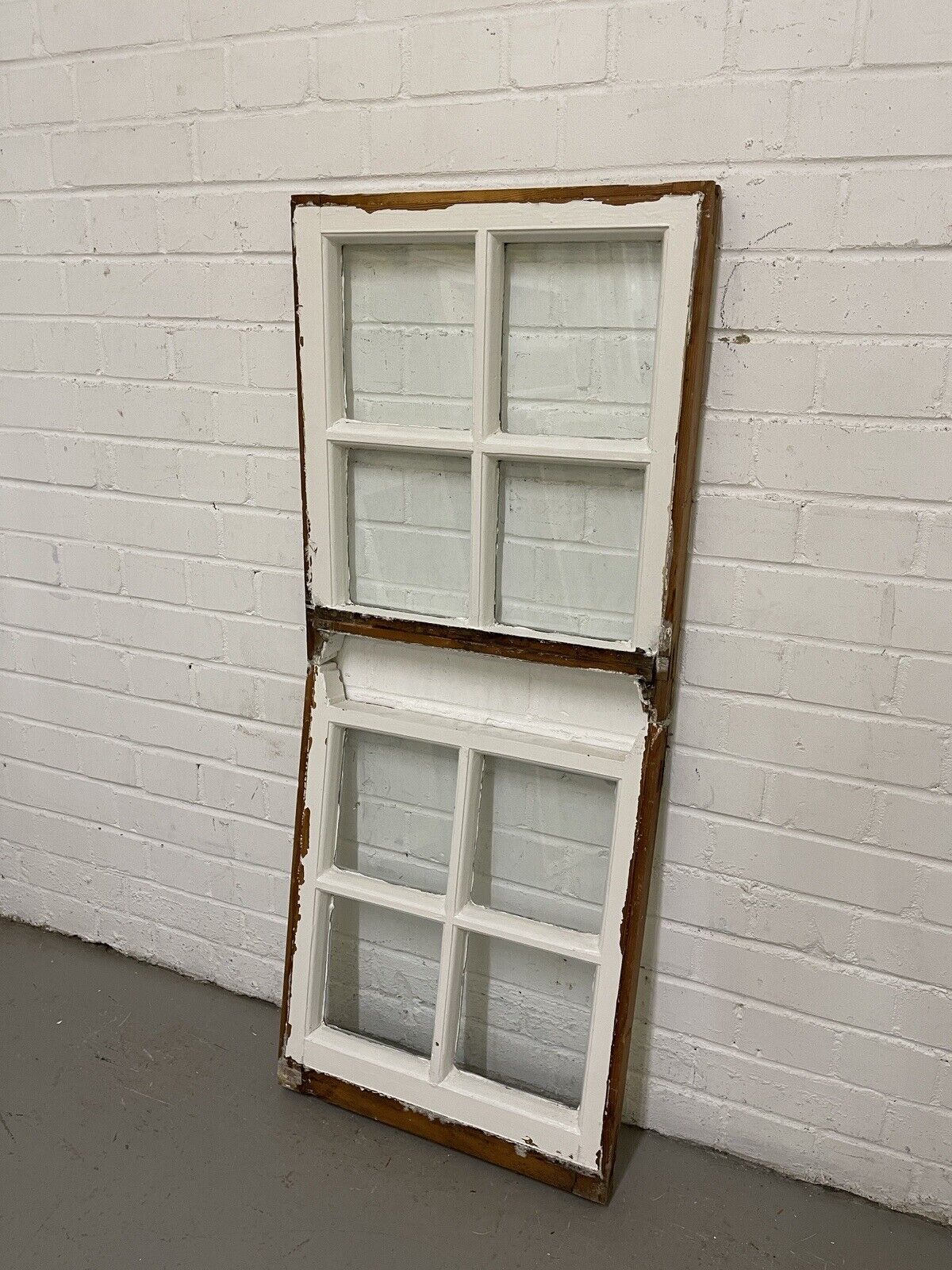 Pair Of Reclaimed Georgian 4 Panel Wooden Panel Sash Window 547 x 463mm
