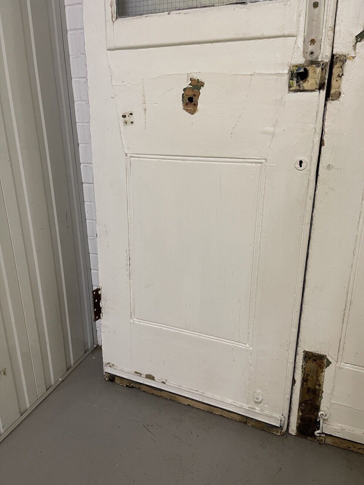 Reclaimed Old Large French Safety Glass Wooden Double Doors 2430 x 1430mm