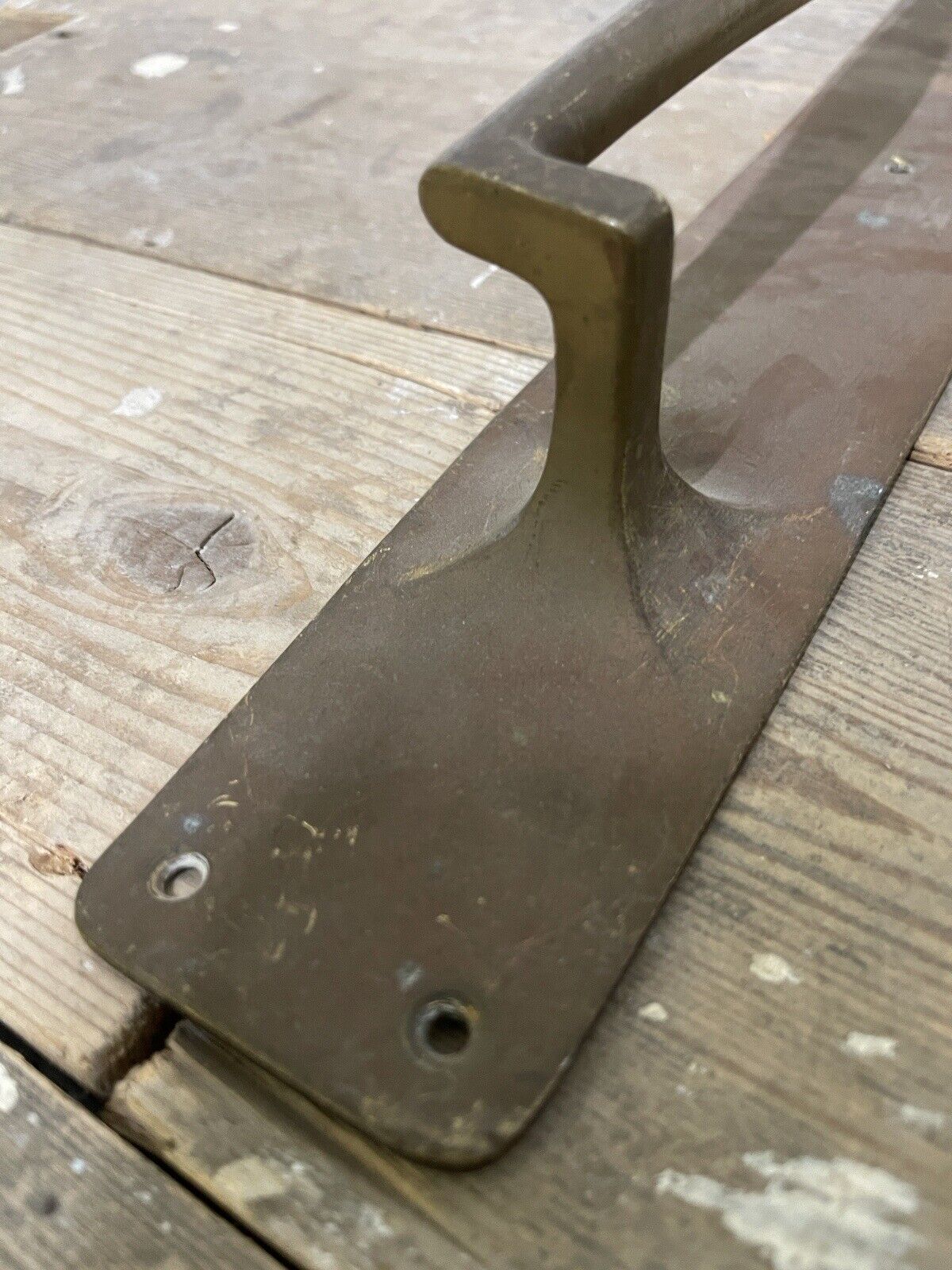 Pair Of Large Reclaimed Antique Brass Door Handles 18 inches or 460mm