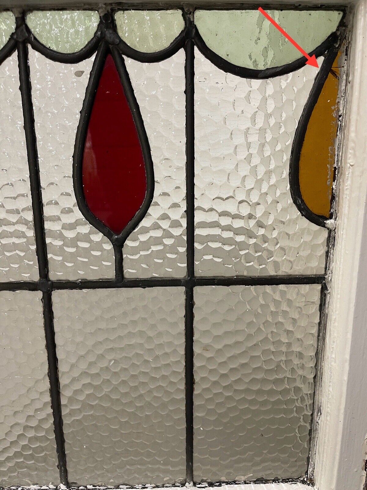 Reclaimed Leaded Light Stained Glass Window Panel 430 x 505mm