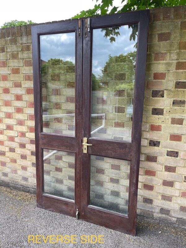 Reclaimed Old French Double Glazed Glass Wooden Double Doors 1160 x 2000mm
