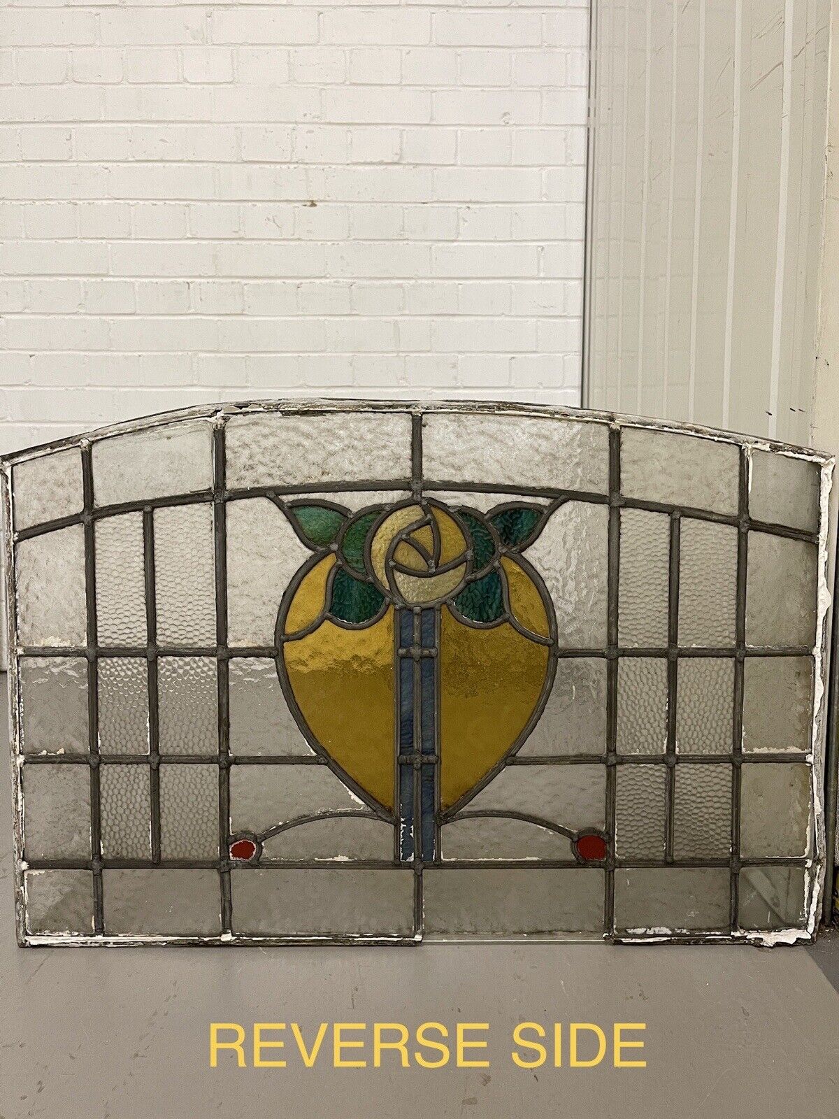 Reclaimed Fanlight Leaded Light Stained Glass Art Nouveau Window Panel