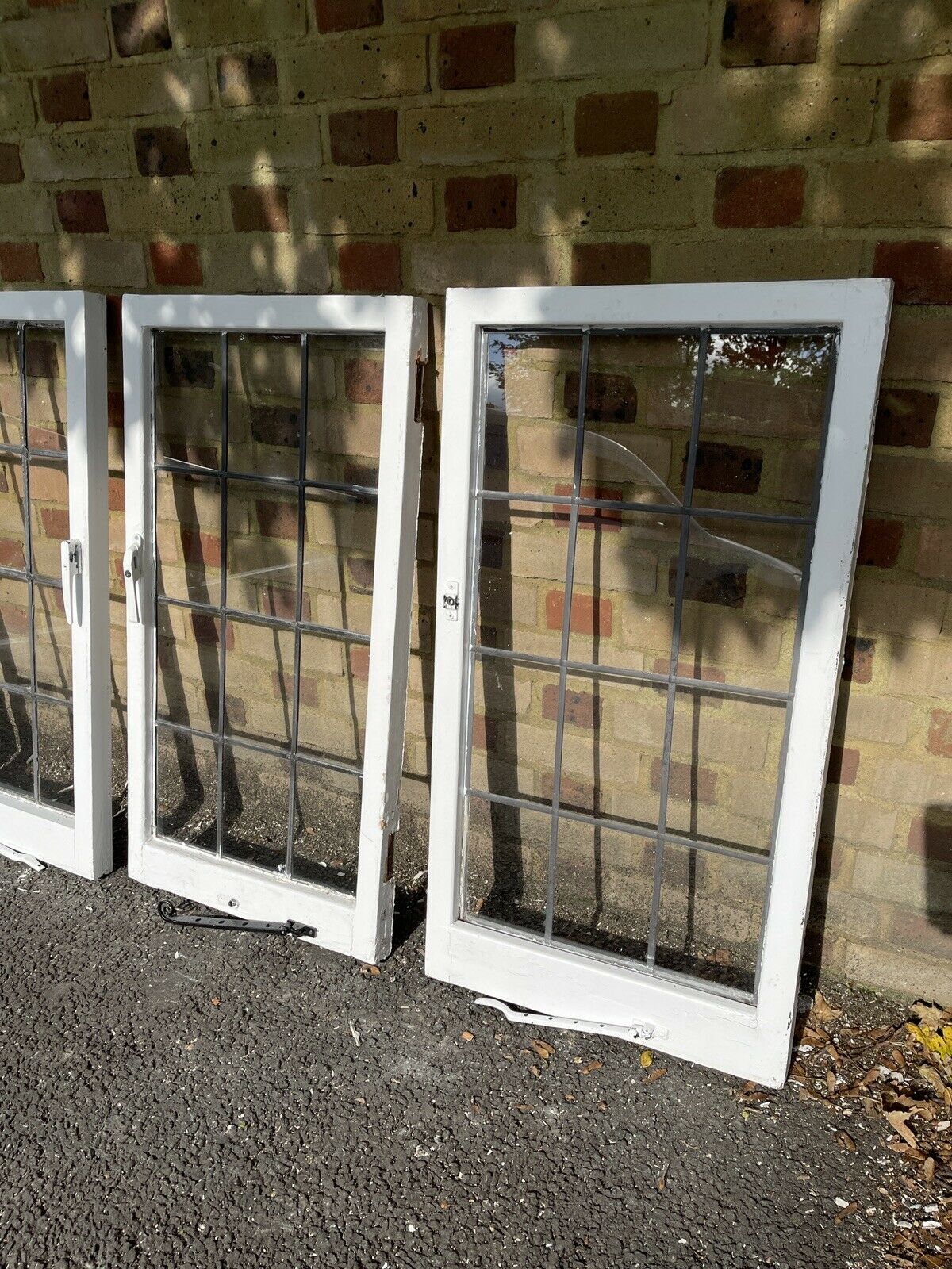 Job Lot Of 6 Reclaimed Leaded Light Panel Wooden Windows